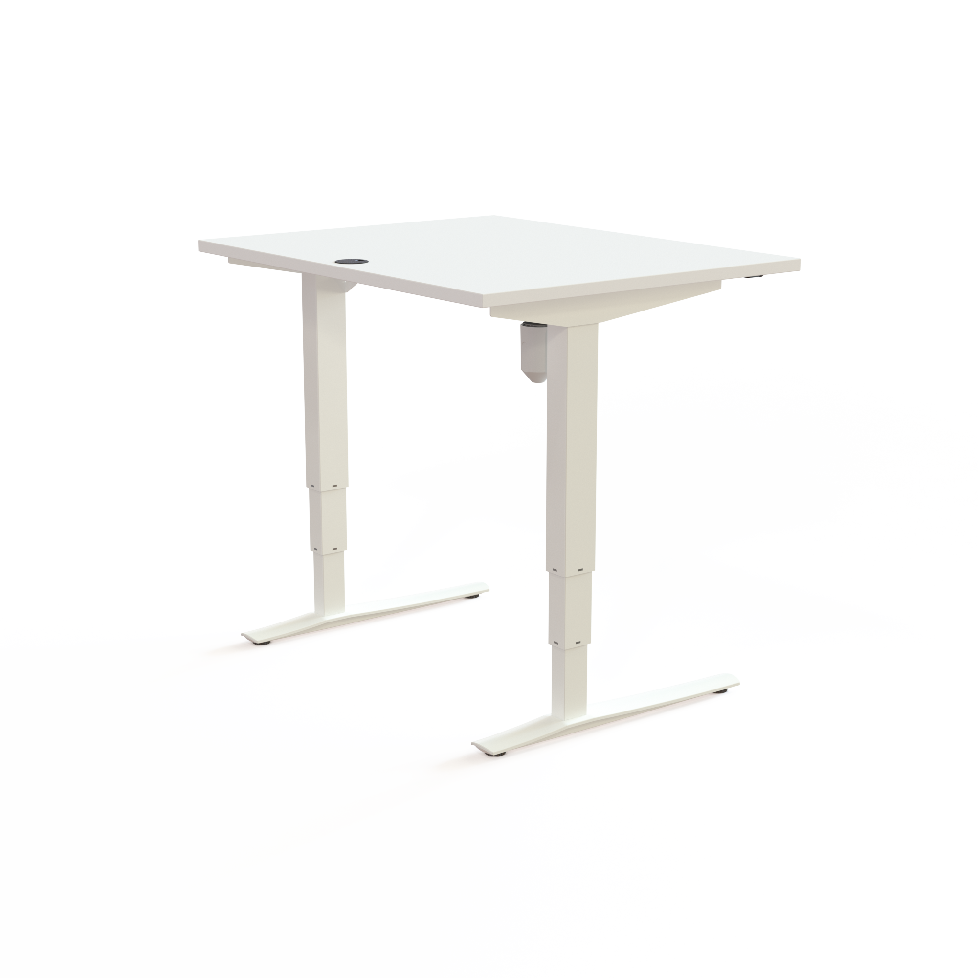 Schreibtisch steh/sitz | 100x80 cm | Weiß mit weißem Gestell