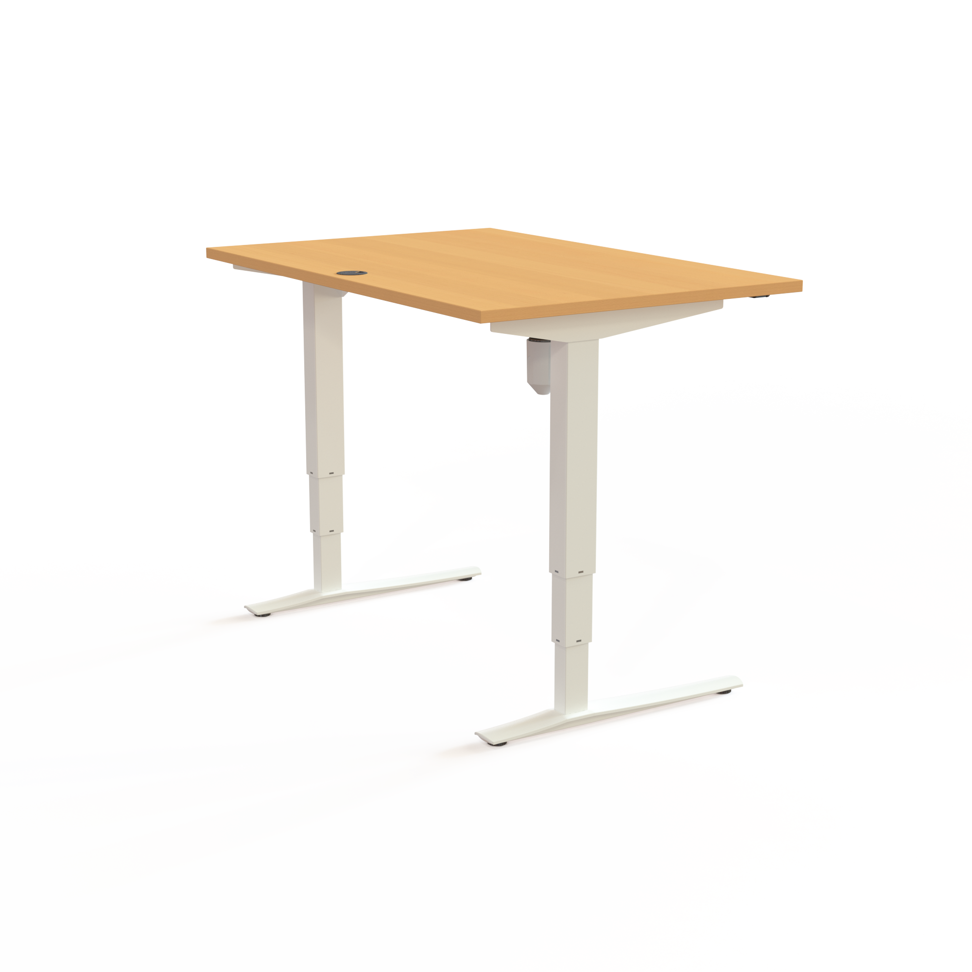 Schreibtisch steh/sitz | 120x80 cm | Buche mit weißem Gestell