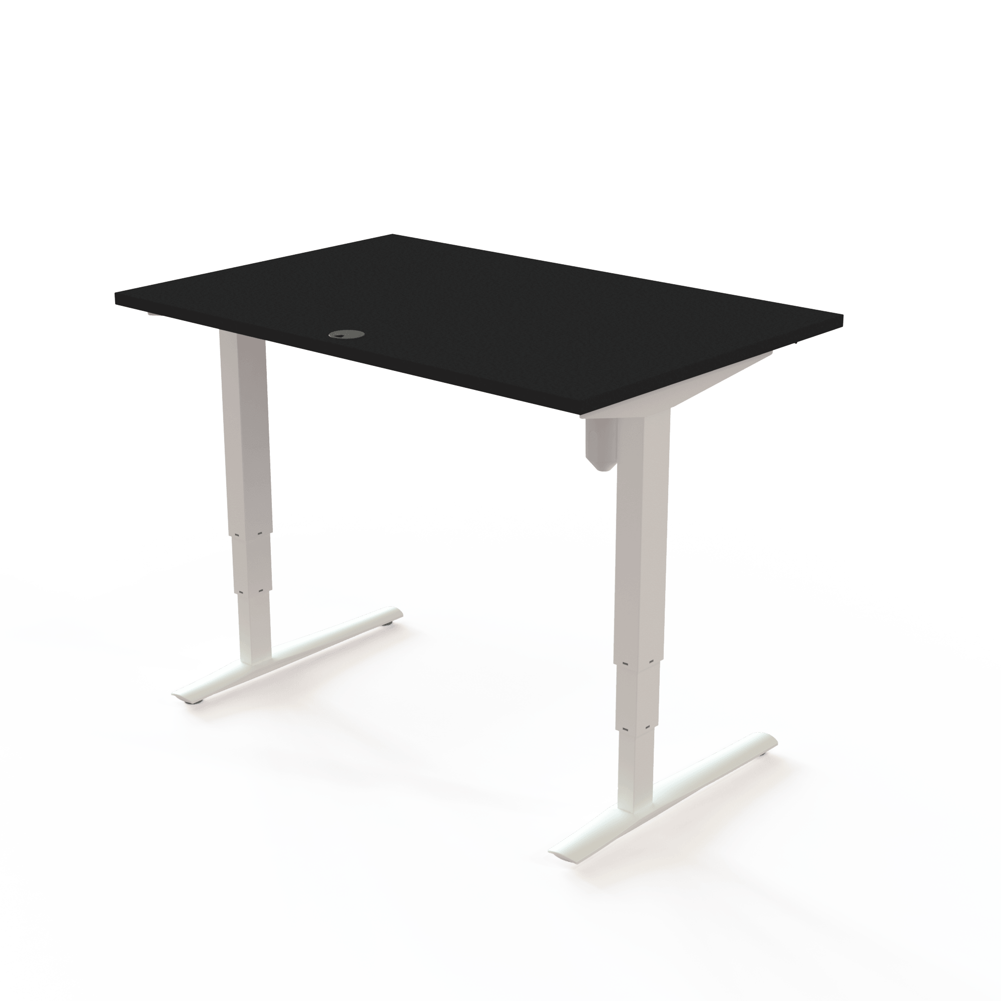 Schreibtisch steh/sitz | 120x80 cm | Schwarz mit weißem Gestell
