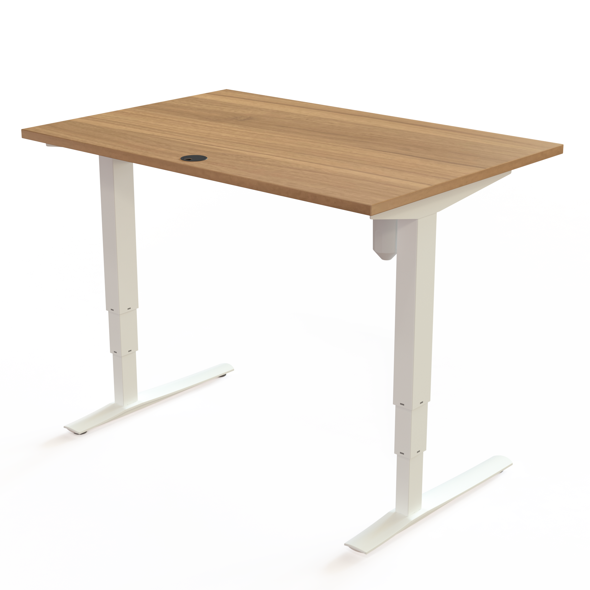 Schreibtisch steh/sitz | 120x80 cm | Nussbaum mit weißem Gestell
