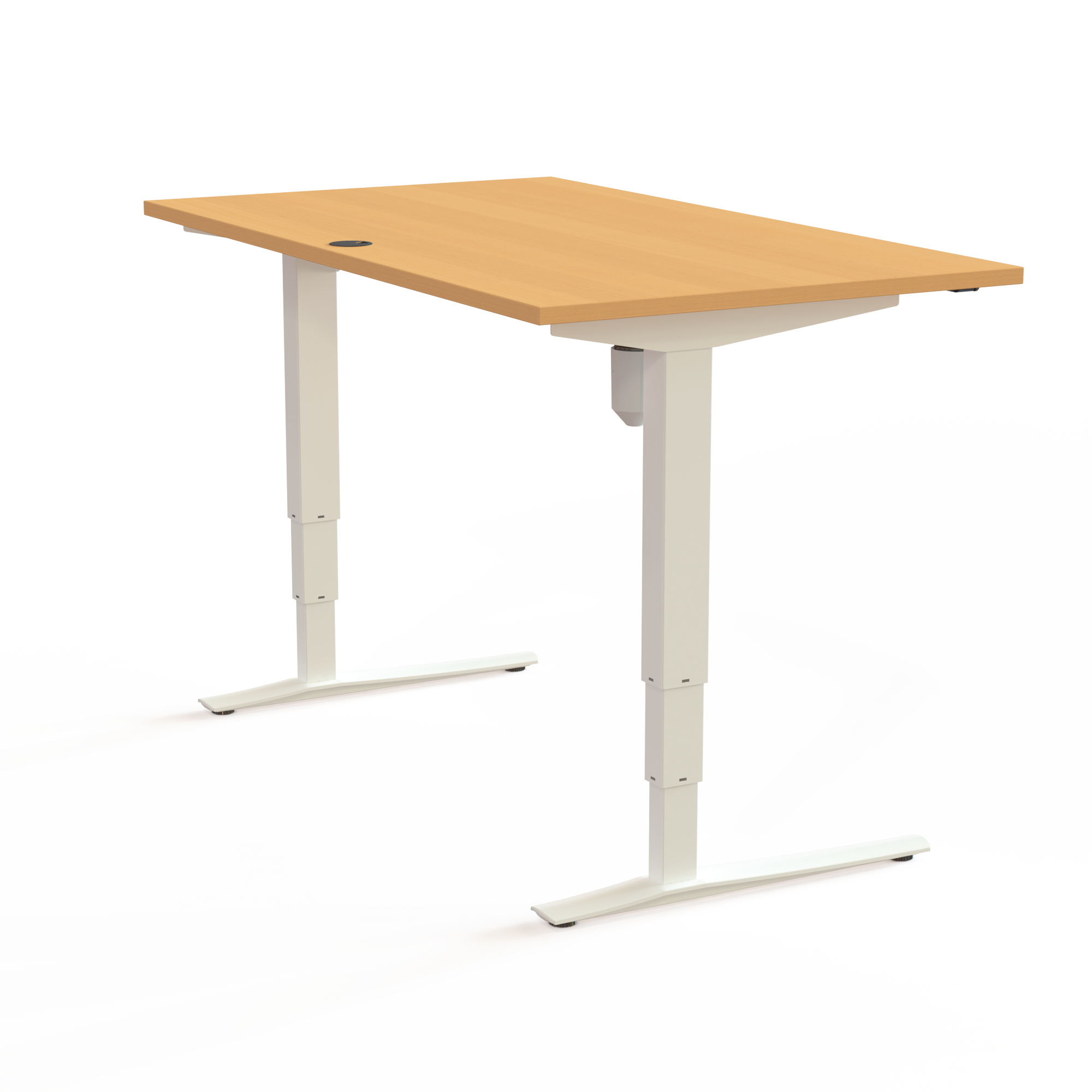 Schreibtisch steh/sitz | 140x80 cm | Buche mit weißem Gestell