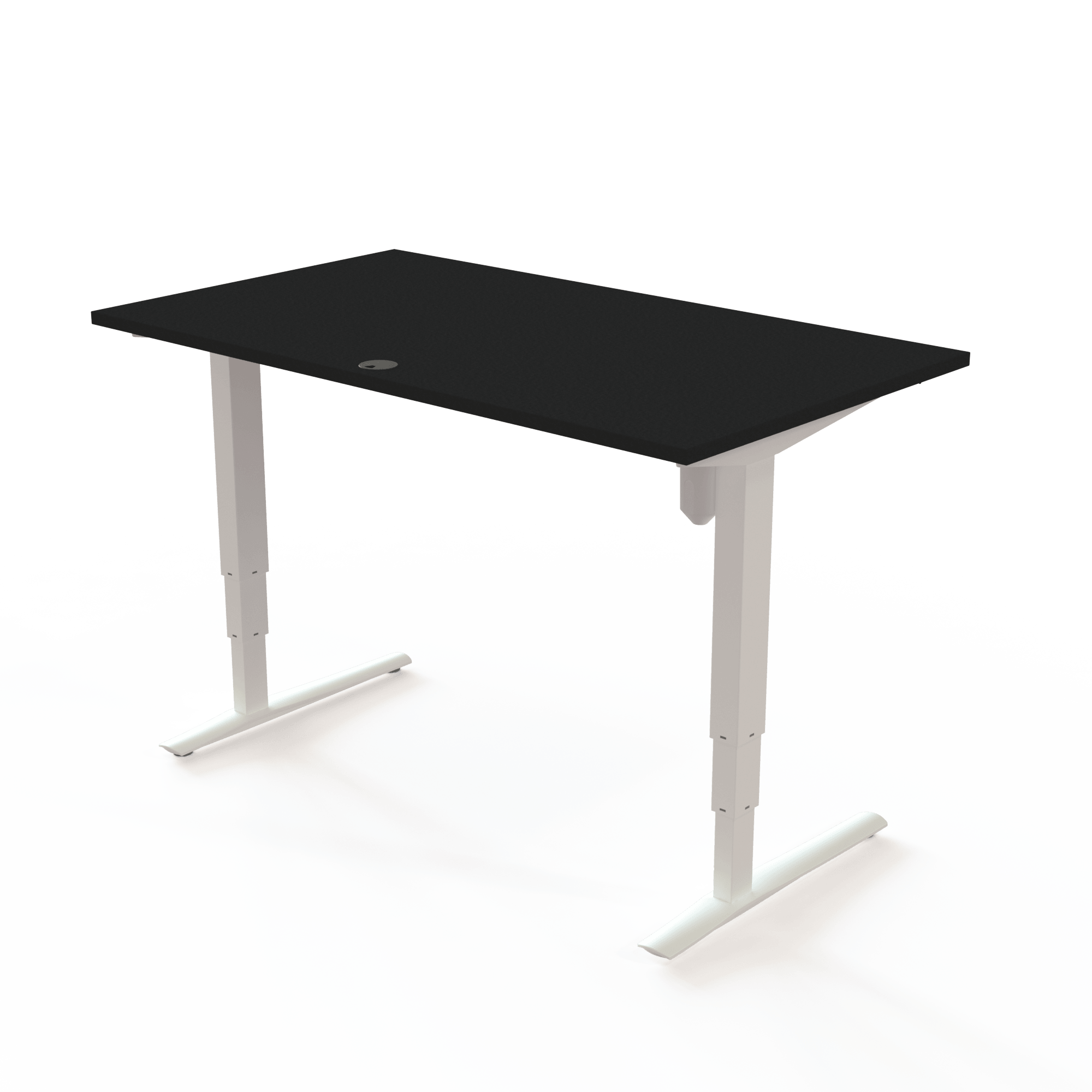 Schreibtisch steh/sitz | 140x80 cm | Schwarz mit weißem Gestell