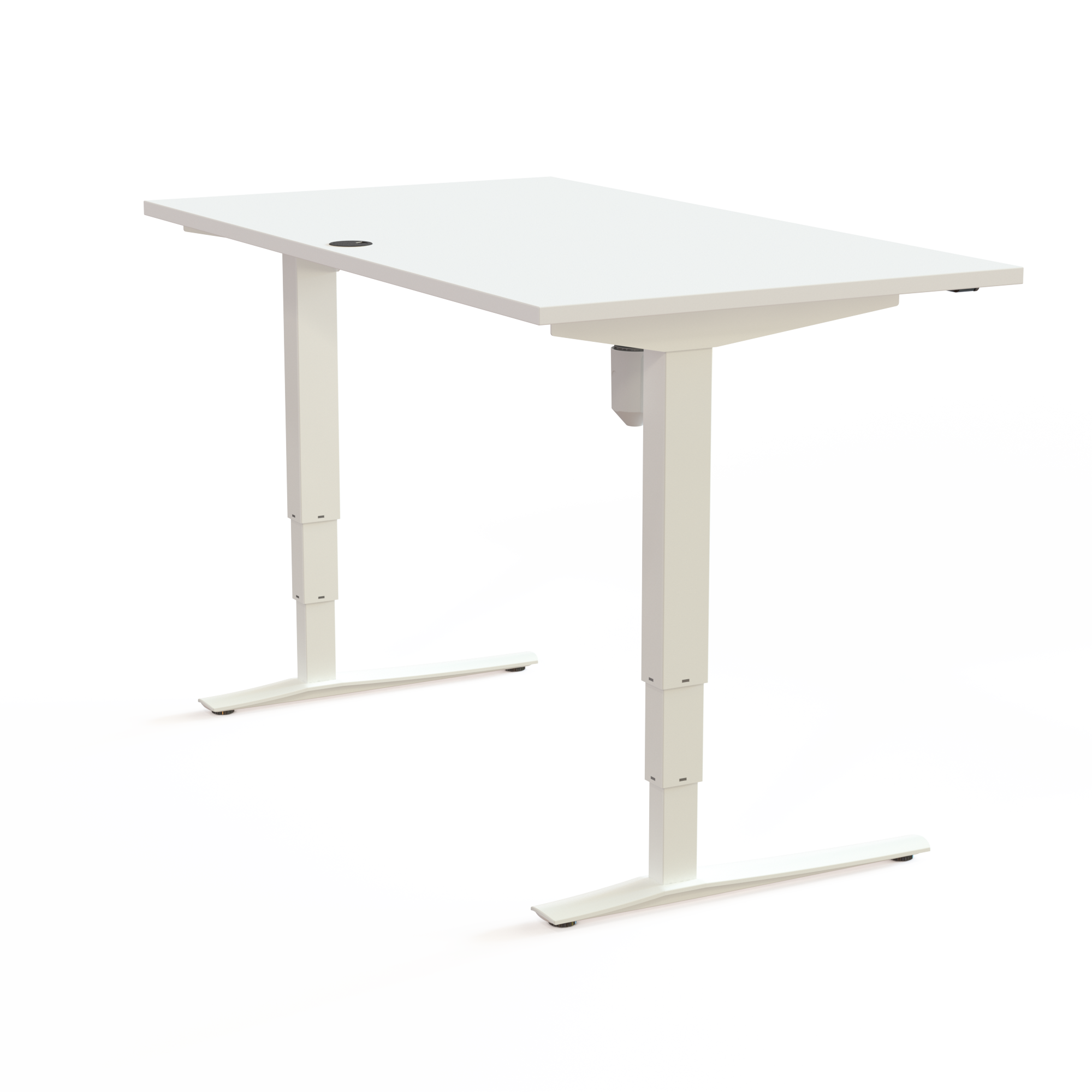 Schreibtisch steh/sitz | 140x80 cm | Weiß mit weißem Gestell