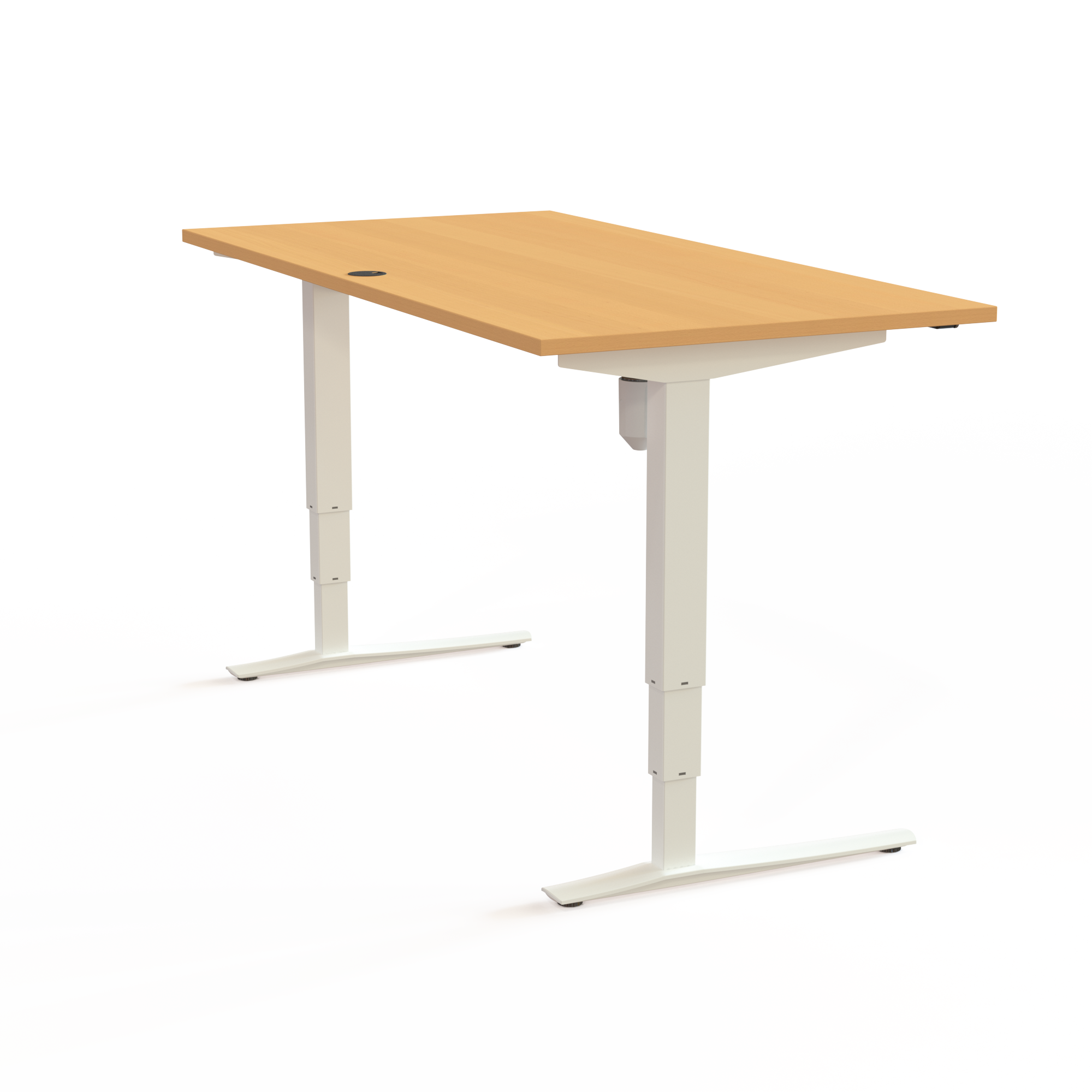 Schreibtisch steh/sitz | 160x80 cm | Buche mit weißem Gestell