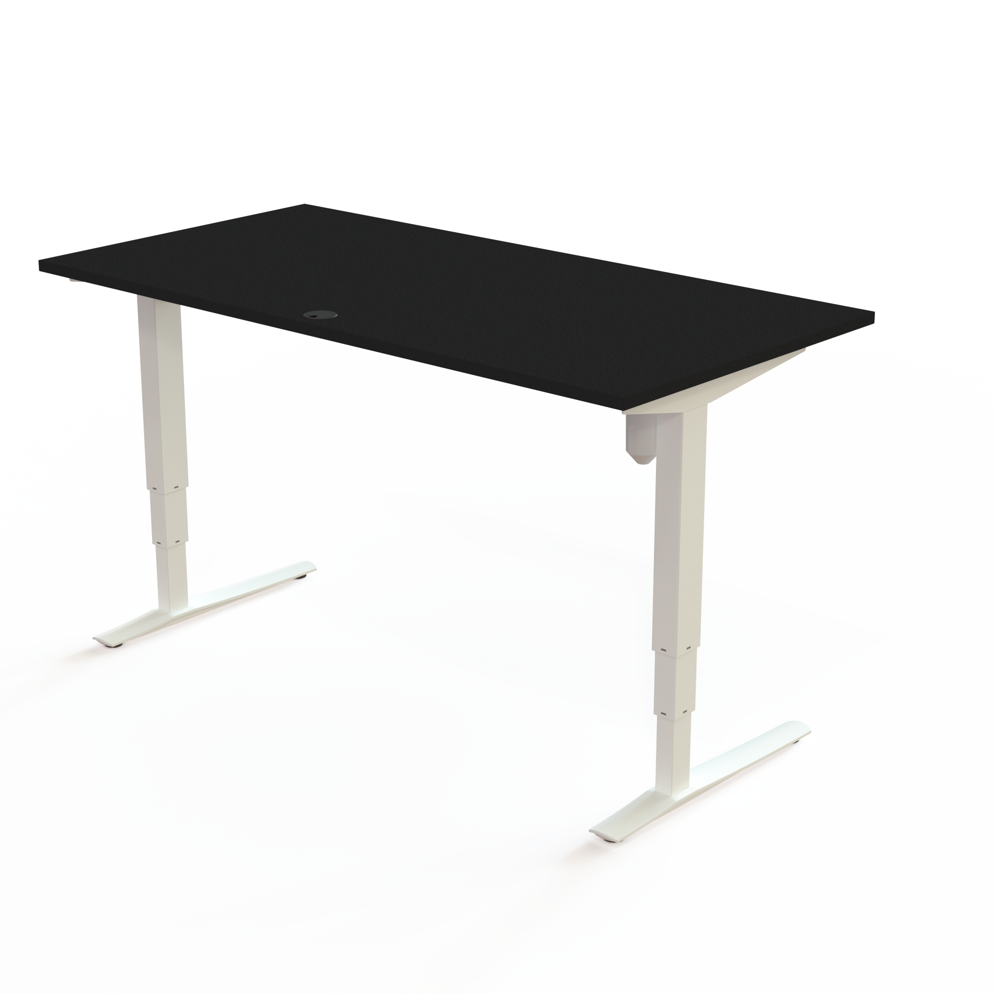Schreibtisch steh/sitz | 160x80 cm | Schwarz mit weißem Gestell