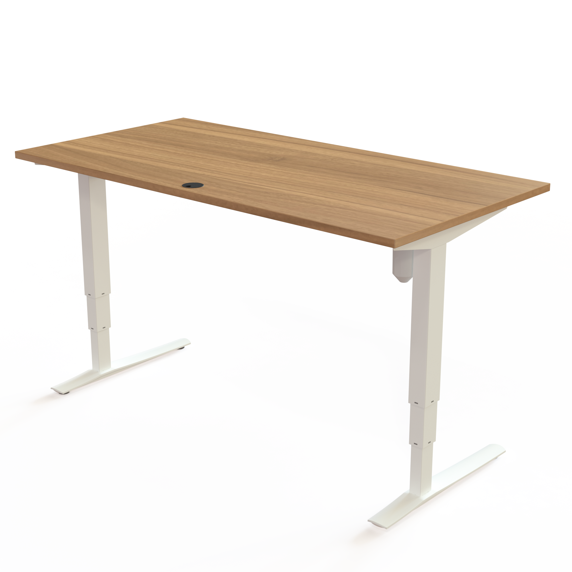 Schreibtisch steh/sitz | 160x80 cm | Nussbaum mit weißem Gestell