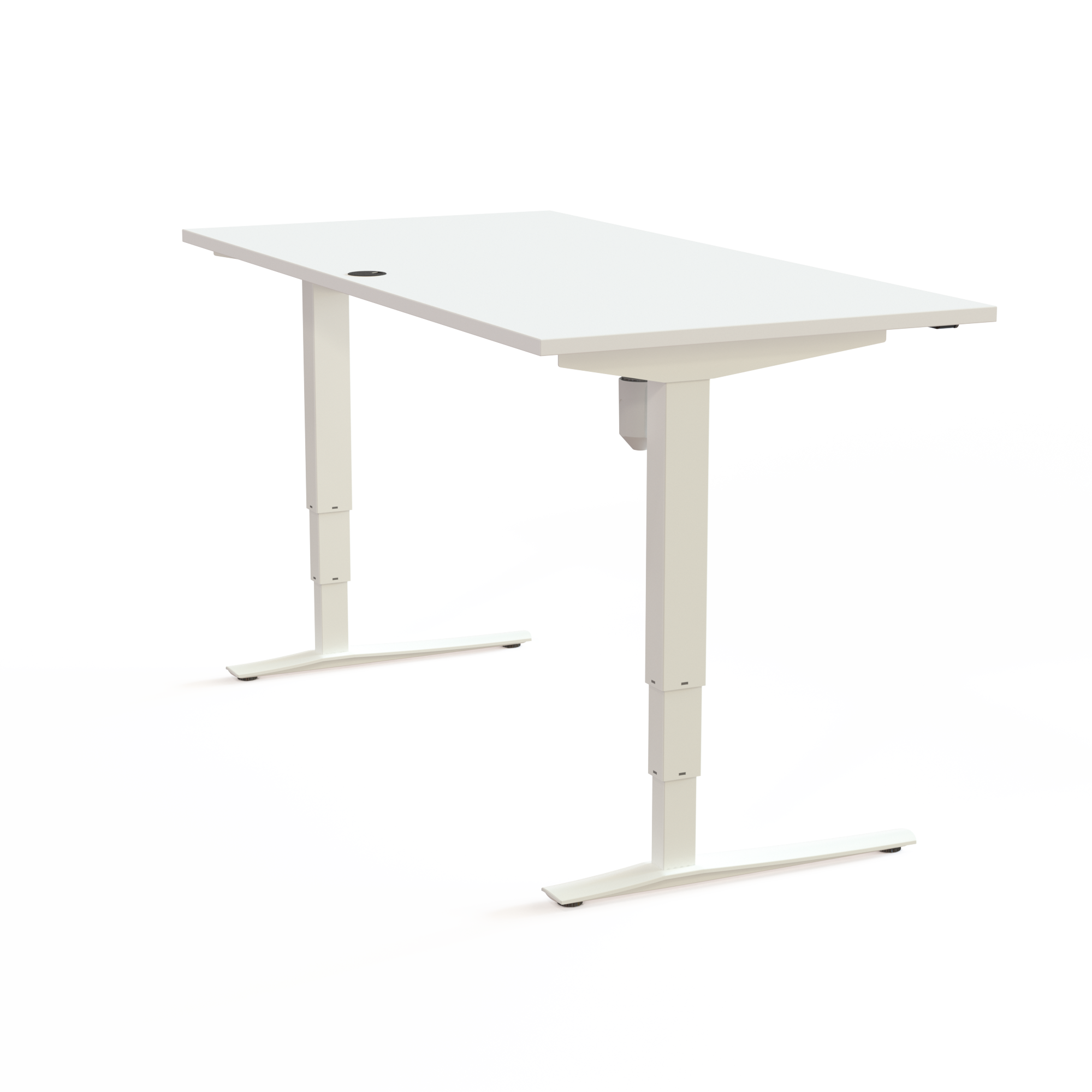 Schreibtisch steh/sitz | 160x80 cm | Weiß mit weißem Gestell