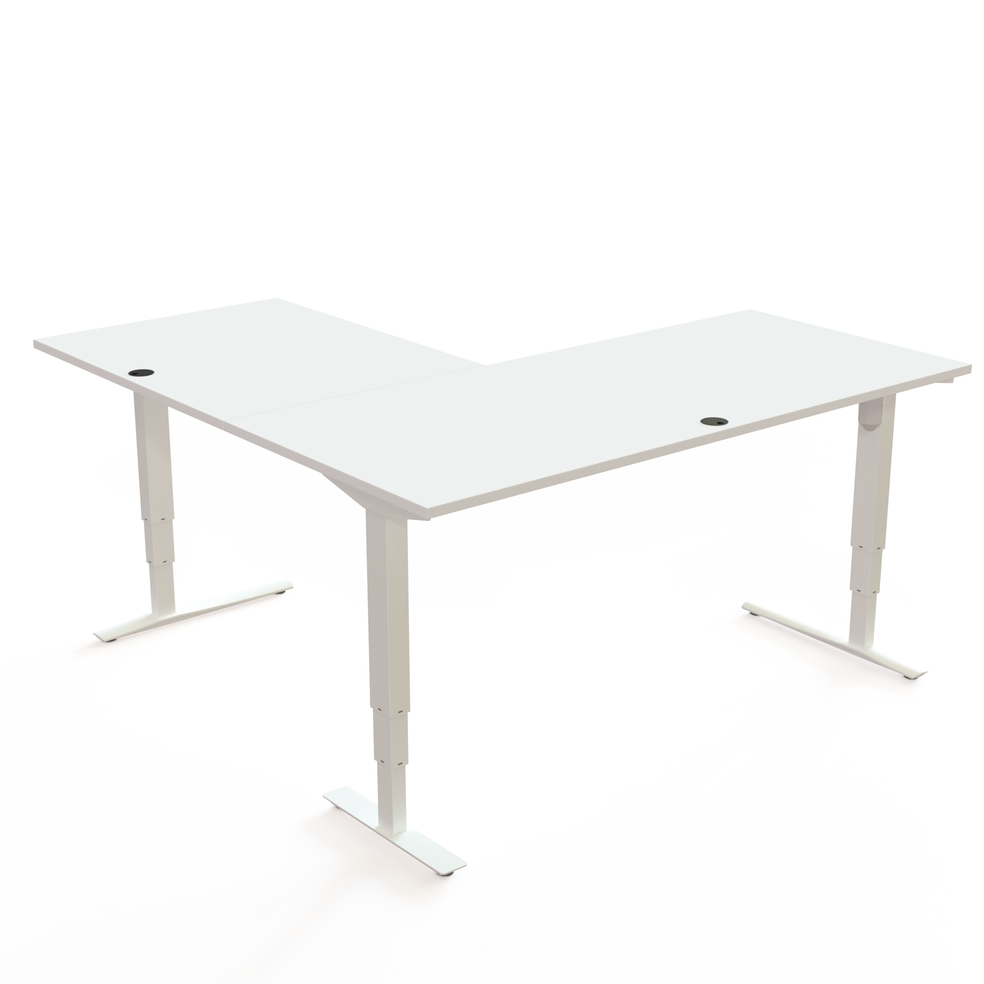 Schreibtisch steh/sitz | 180x180 cm | Weiß mit weißem Gestell