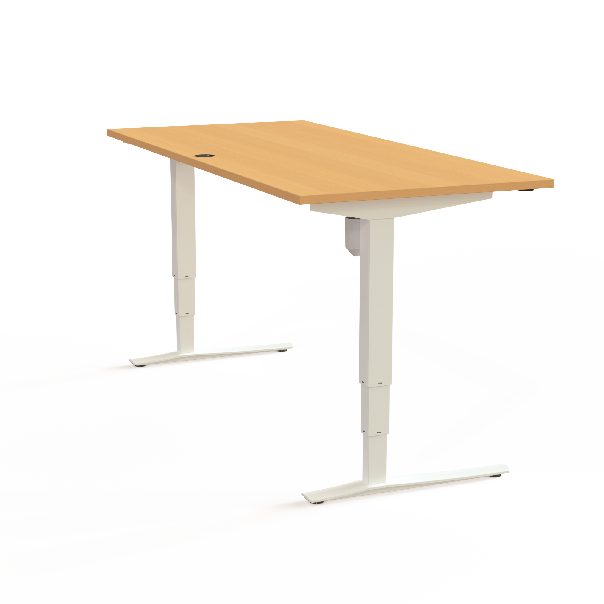 Schreibtisch steh/sitz | 180x80 cm | Buche mit weißem Gestell