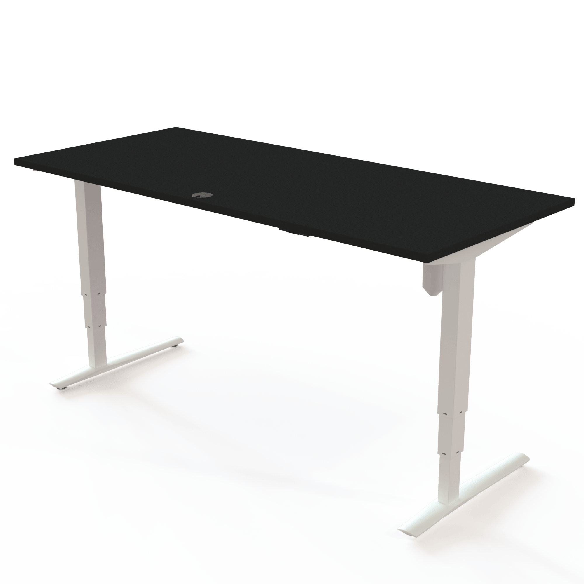 Schreibtisch steh/sitz | 180x80 cm | Schwarz mit weißem Gestell