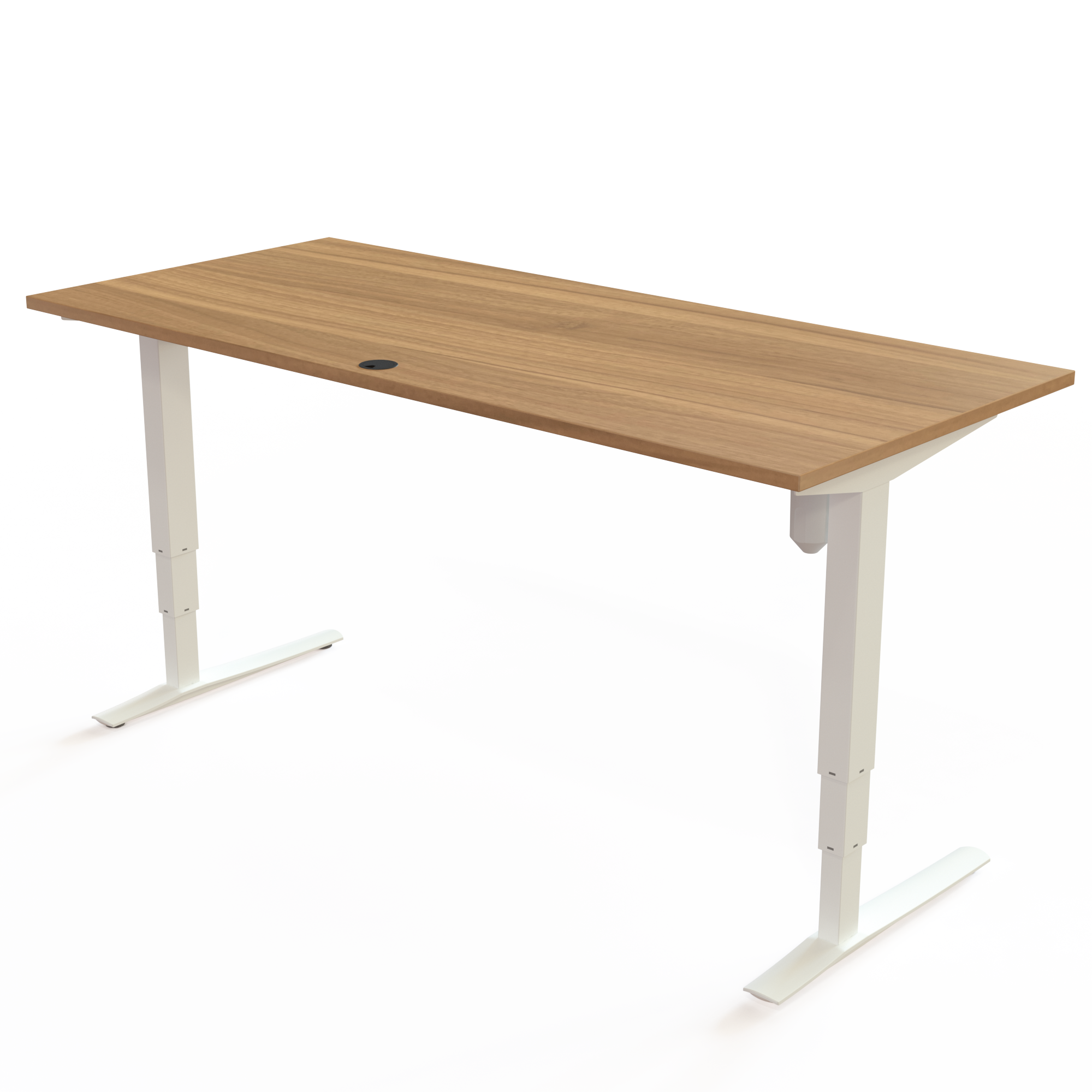 Schreibtisch steh/sitz | 180x80 cm | Nussbaum mit weißem Gestell
