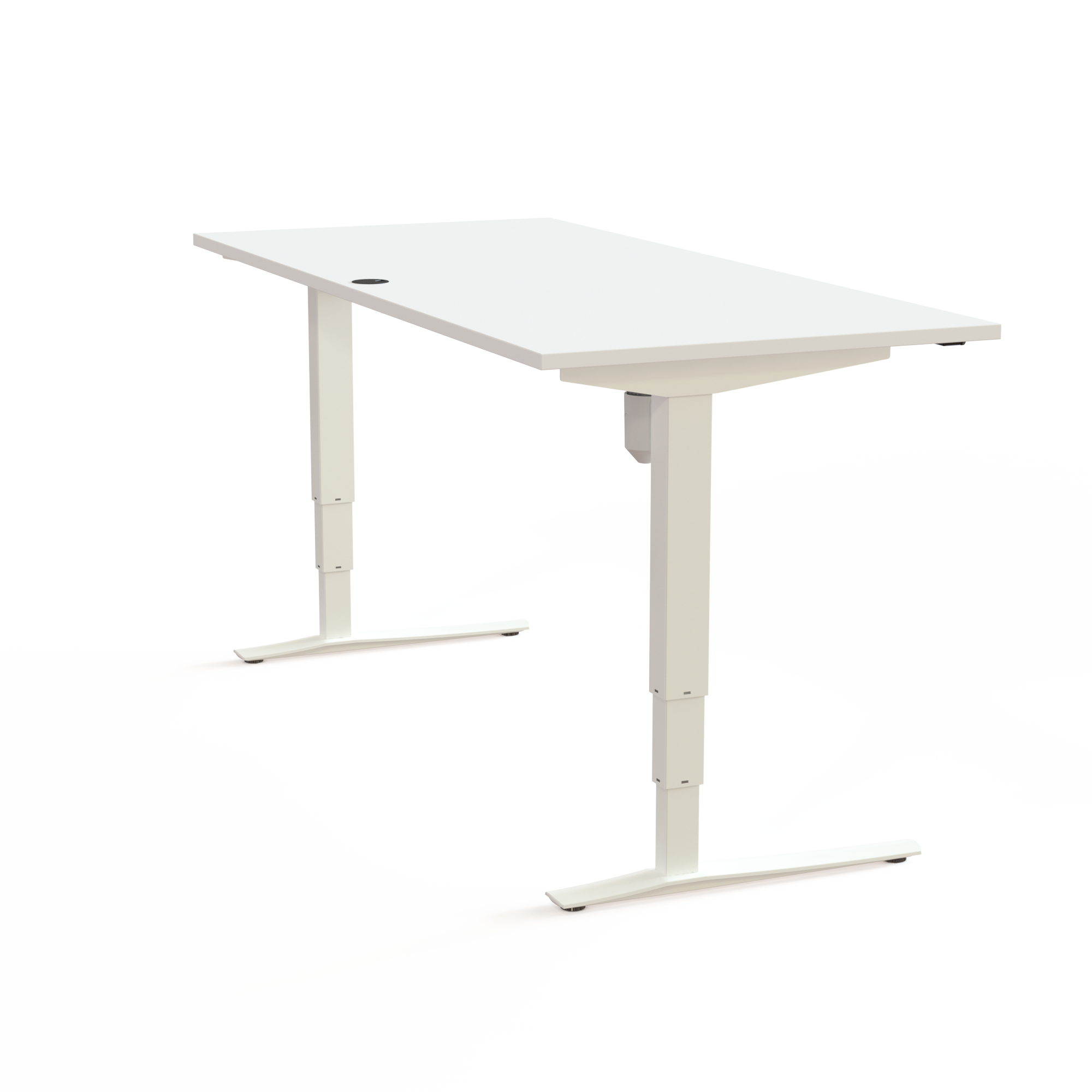 Schreibtisch steh/sitz | 180x80 cm | Weiß mit weißem Gestell