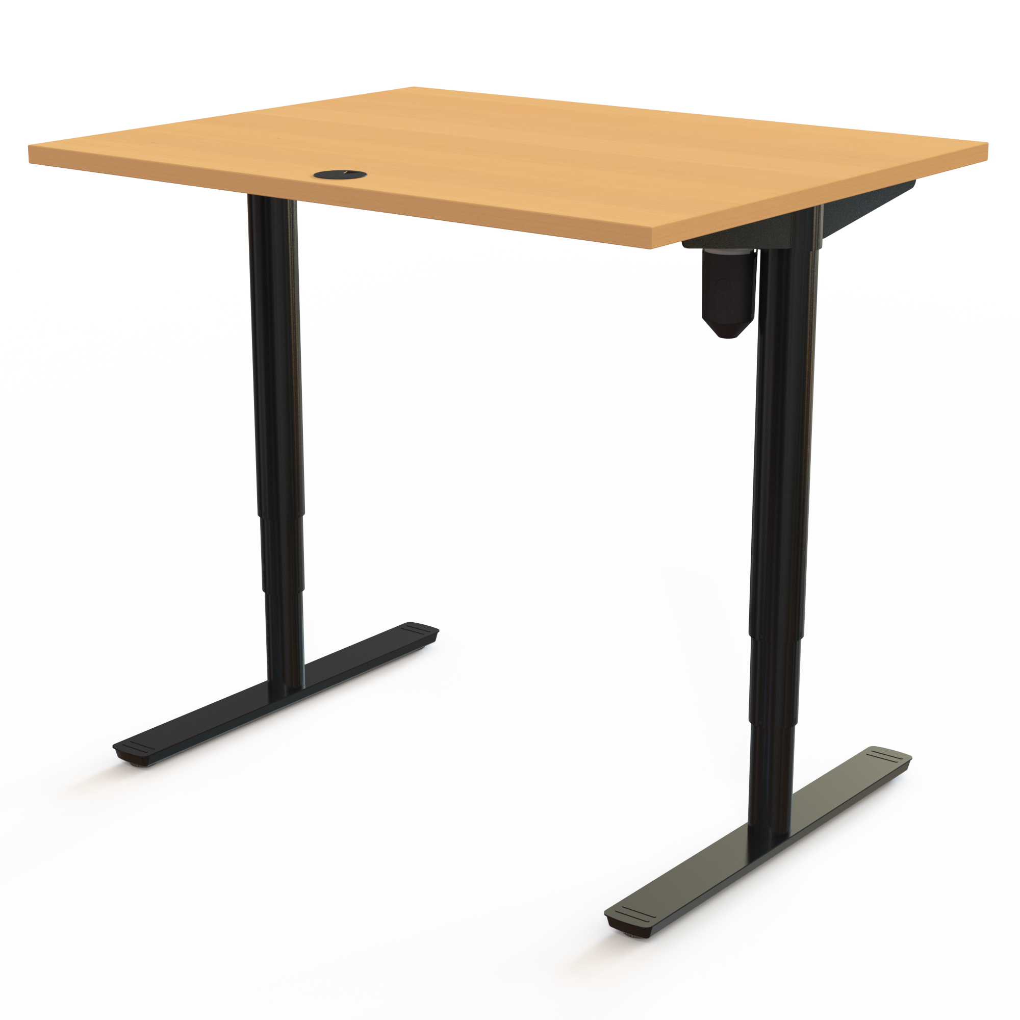 Schreibtisch steh/sitz | 100x80 cm | Buche mit schwarzem Gestell