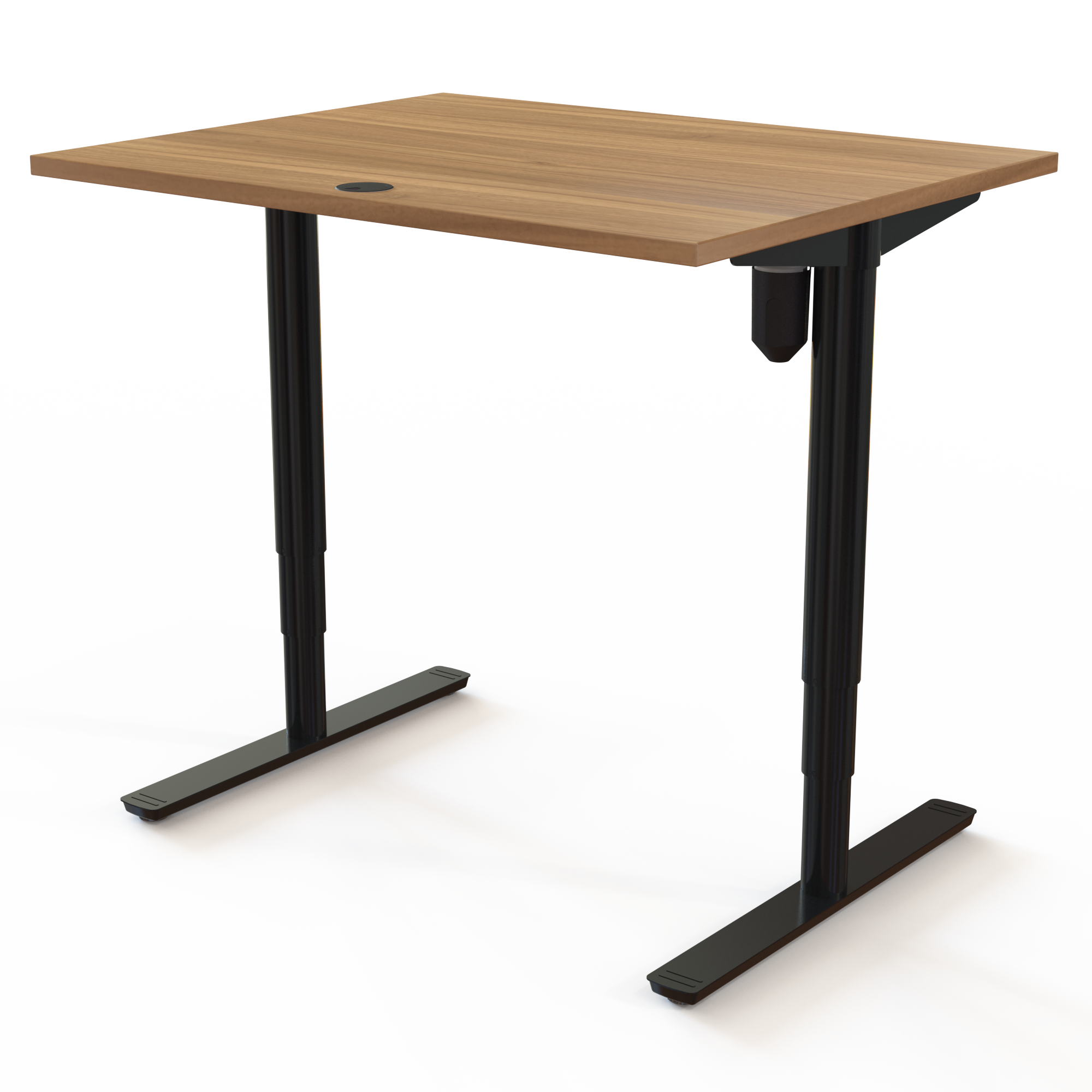 Schreibtisch steh/sitz | 100x80 cm | Nussbaum mit schwarzem Gestell