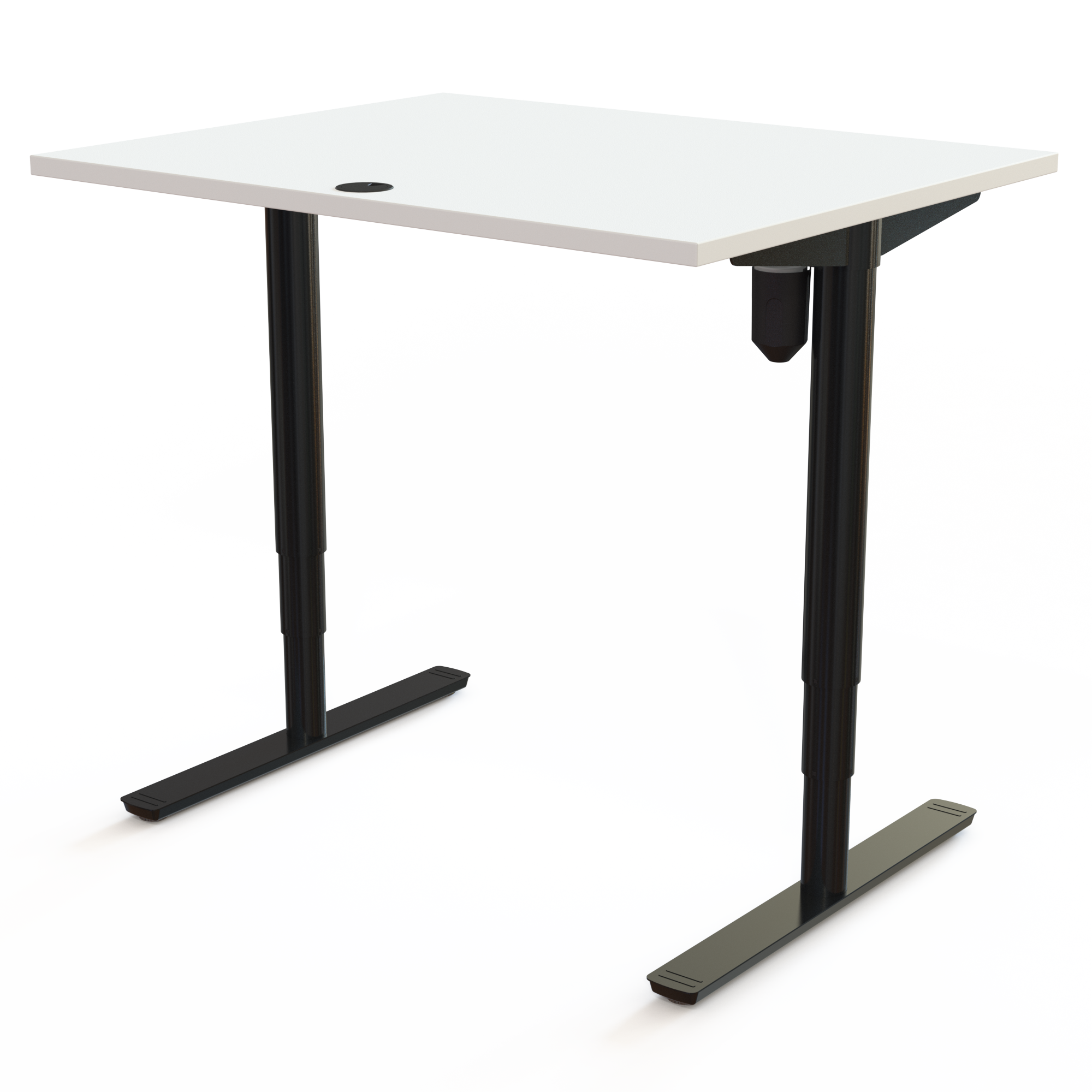 Schreibtisch steh/sitz | 100x80 cm | Weiß mit schwarzem Gestell