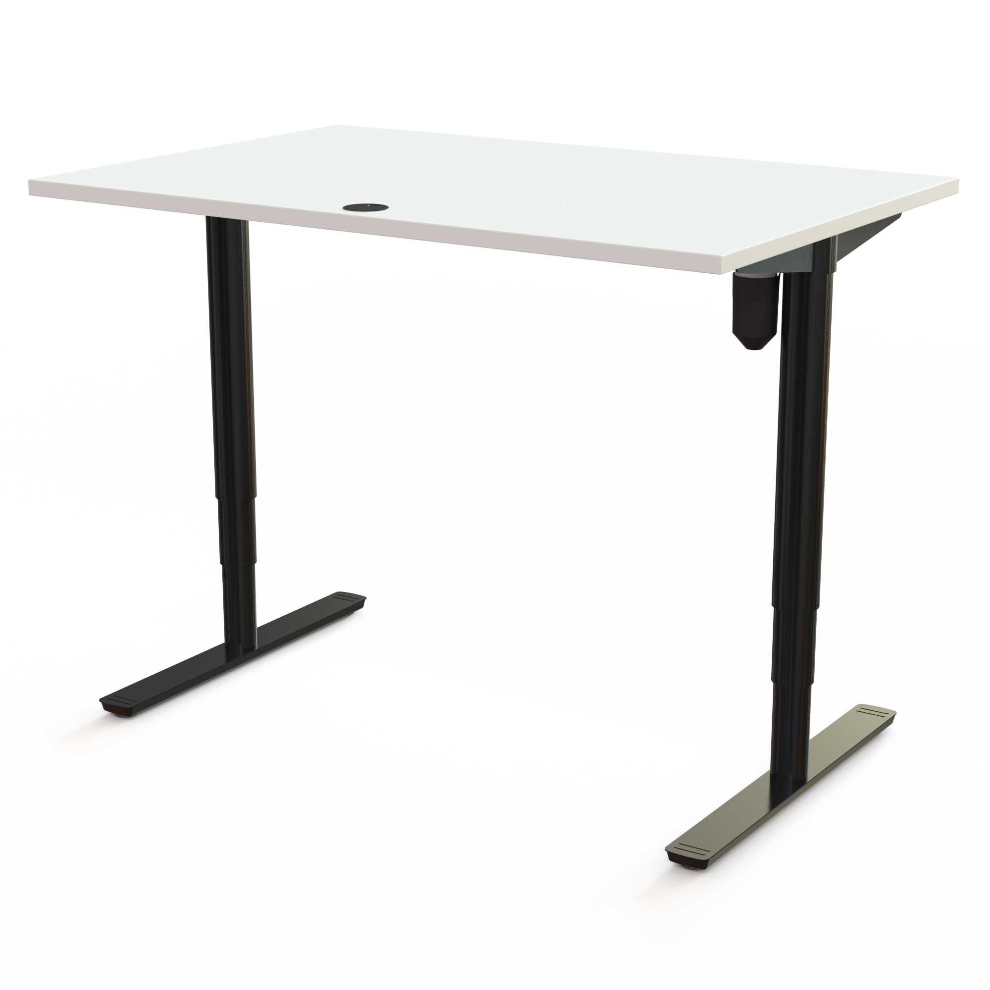 Schreibtisch steh/sitz | 120x80 cm | Weiß mit schwarzem Gestell
