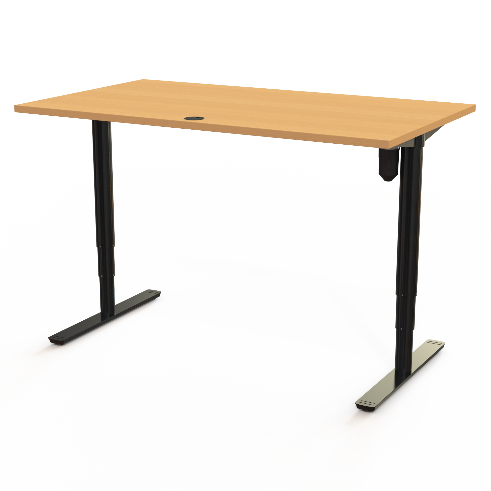 Schreibtisch steh/sitz | 140x80 cm | Buche mit schwarzem Gestell