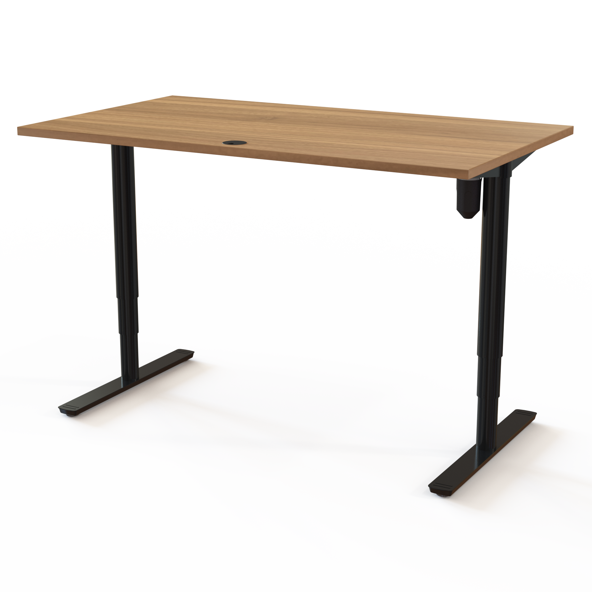 Schreibtisch steh/sitz | 140x80 cm | Nussbaum mit schwarzem Gestell