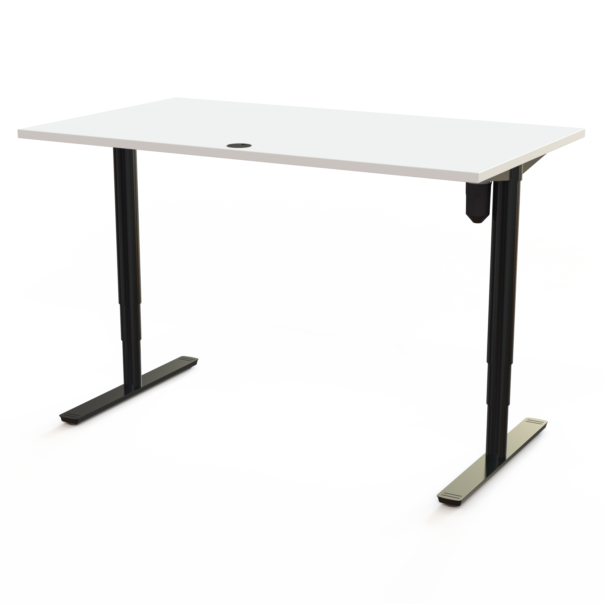 Schreibtisch steh/sitz | 140x80 cm | Weiß mit schwarzem Gestell