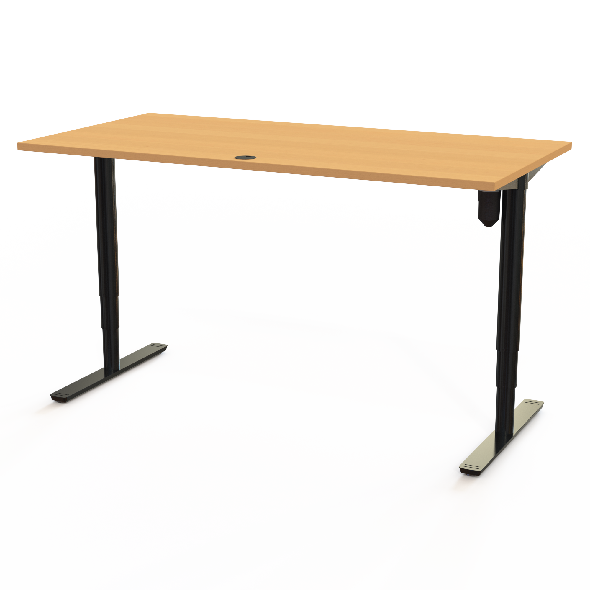 Schreibtisch steh/sitz | 160x80 cm | Buche mit schwarzem Gestell