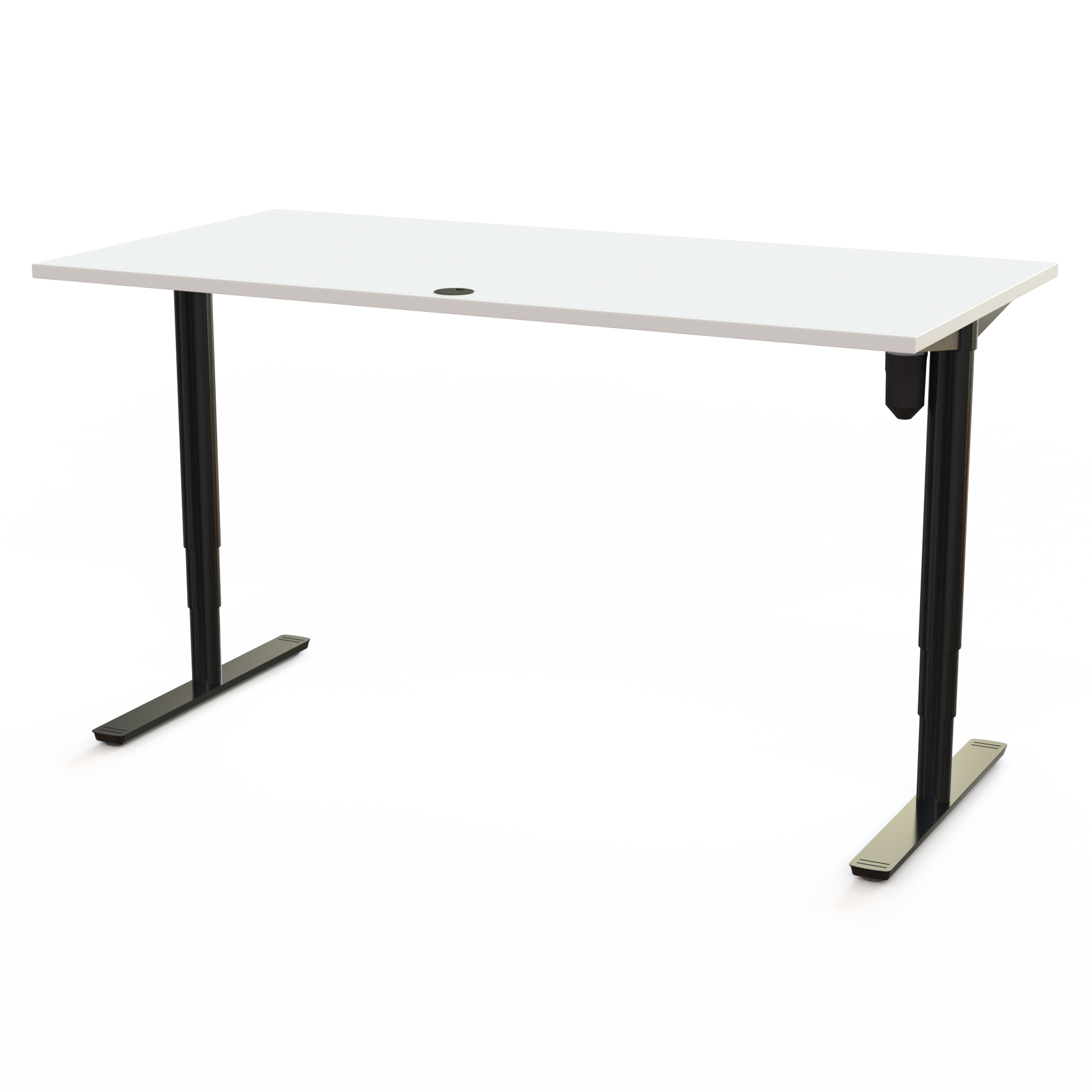 Schreibtisch steh/sitz | 160x80 cm | Weiß mit schwarzem Gestell