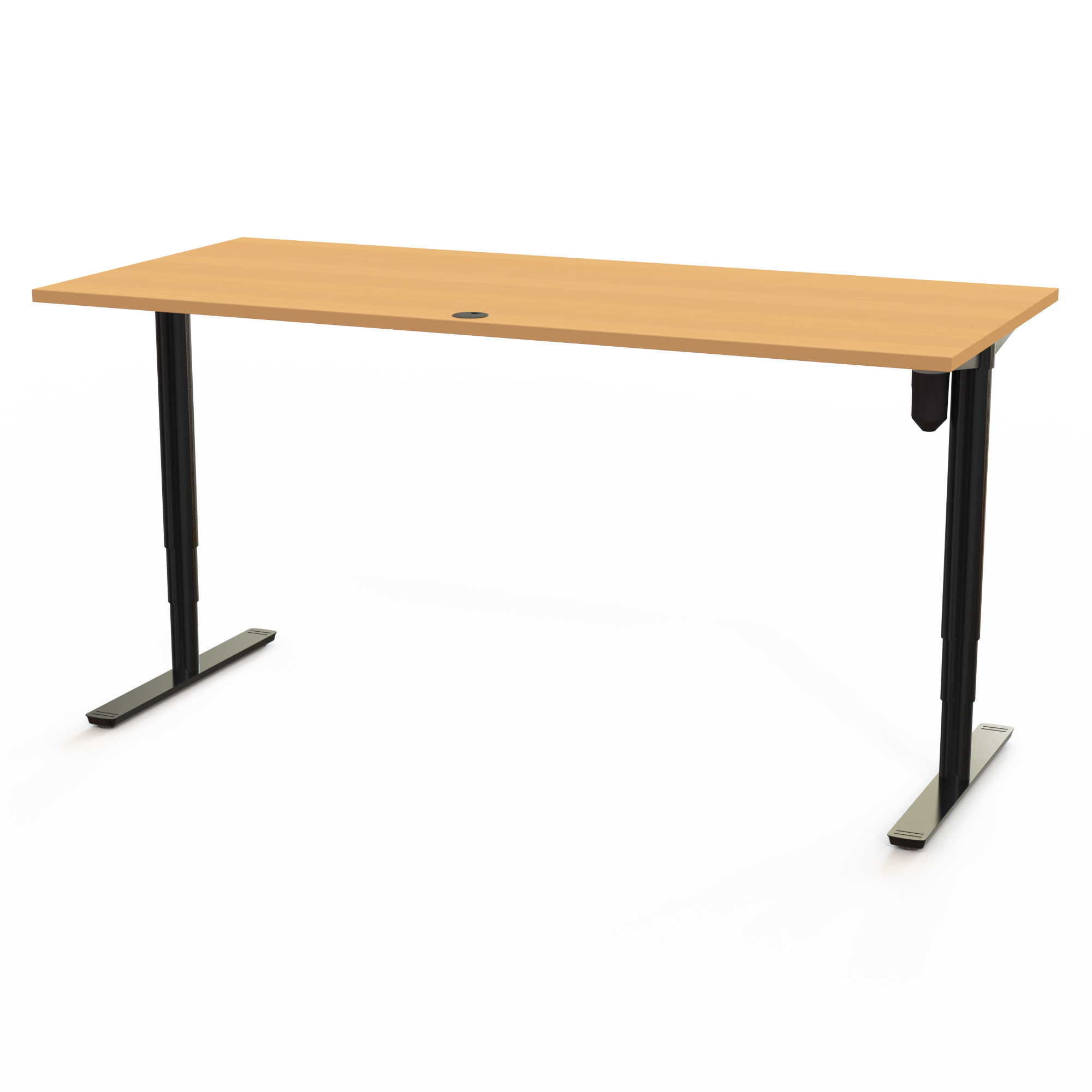 Schreibtisch steh/sitz | 180x80 cm | Buche mit schwarzem Gestell