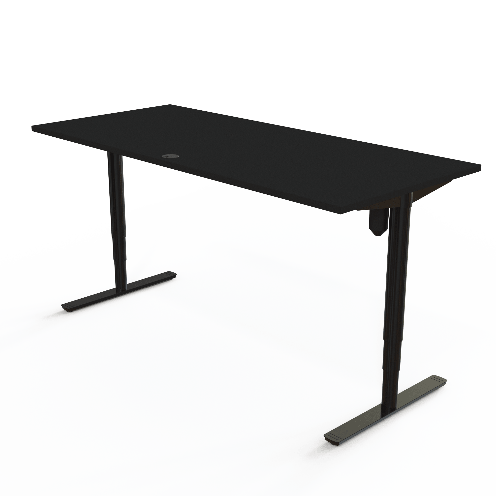 Schreibtisch steh/sitz | 180x80 cm | Schwarz mit schwarzem Gestell