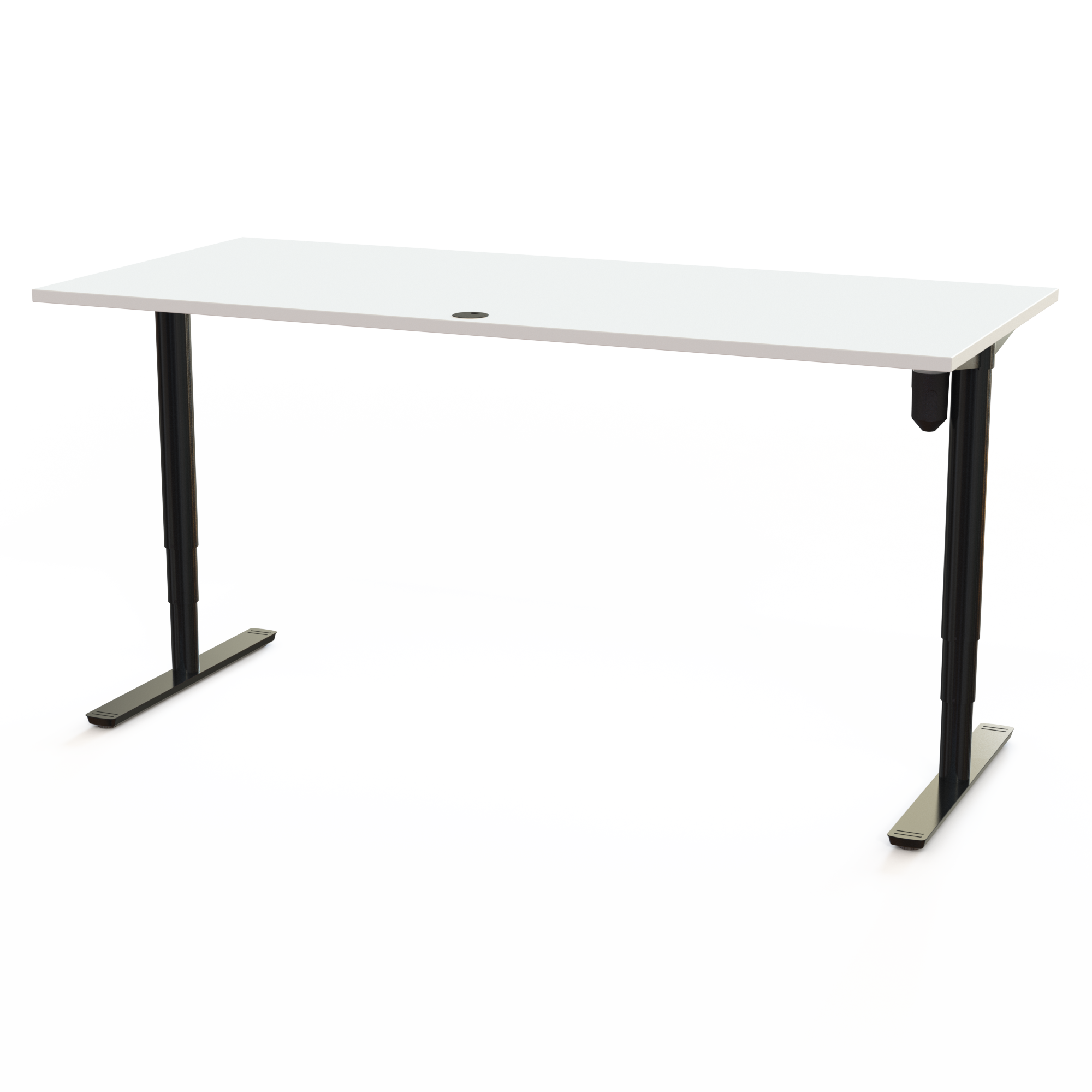 Schreibtisch steh/sitz | 180x80 cm | Weiß mit schwarzem Gestell