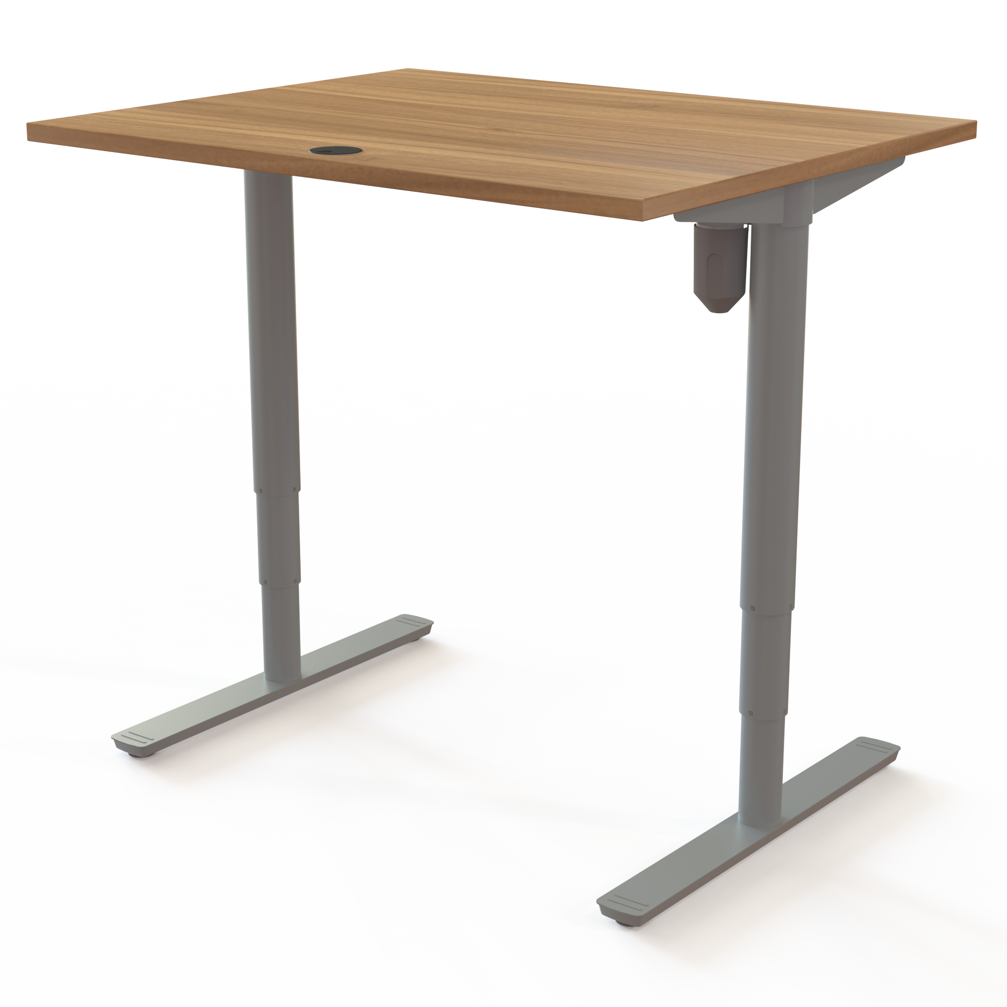 Schreibtisch steh/sitz | 100x80 cm | Nussbaum mit silbernem Gestell