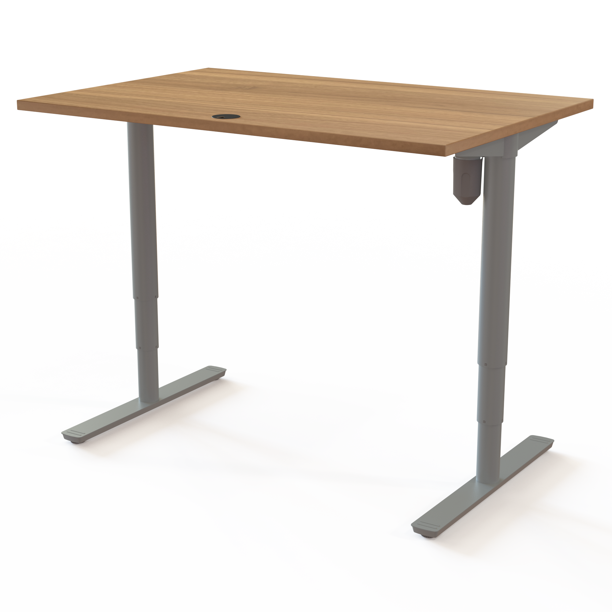 Schreibtisch steh/sitz | 120x80 cm | Nussbaum mit silbernem Gestell