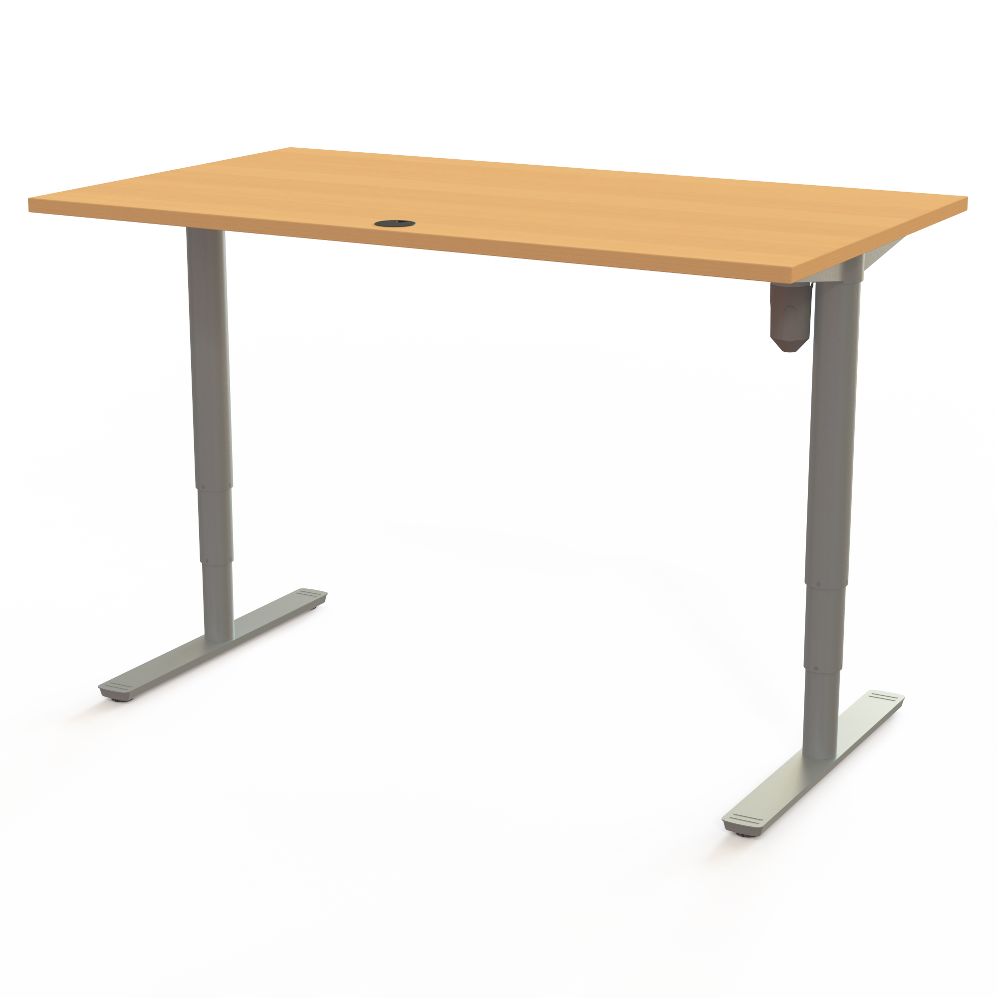 Schreibtisch steh/sitz | 140x80 cm | Buche mit silbernem Gestell
