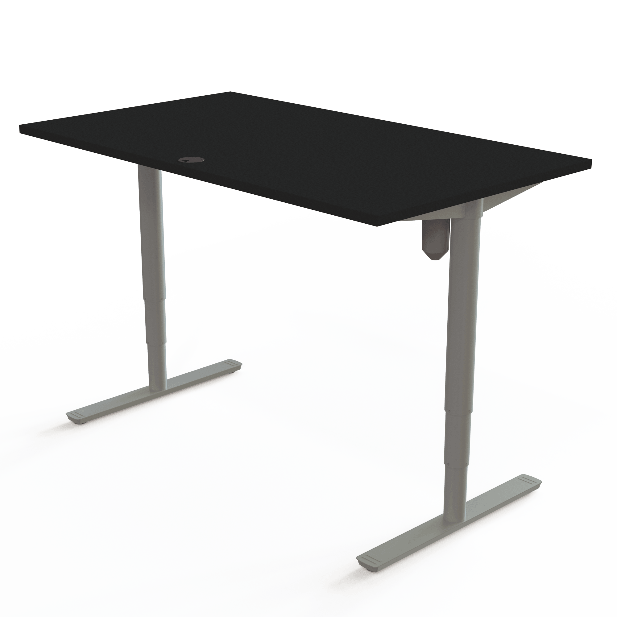 Schreibtisch steh/sitz | 140x80 cm | Schwarz mit silbernem Gestell