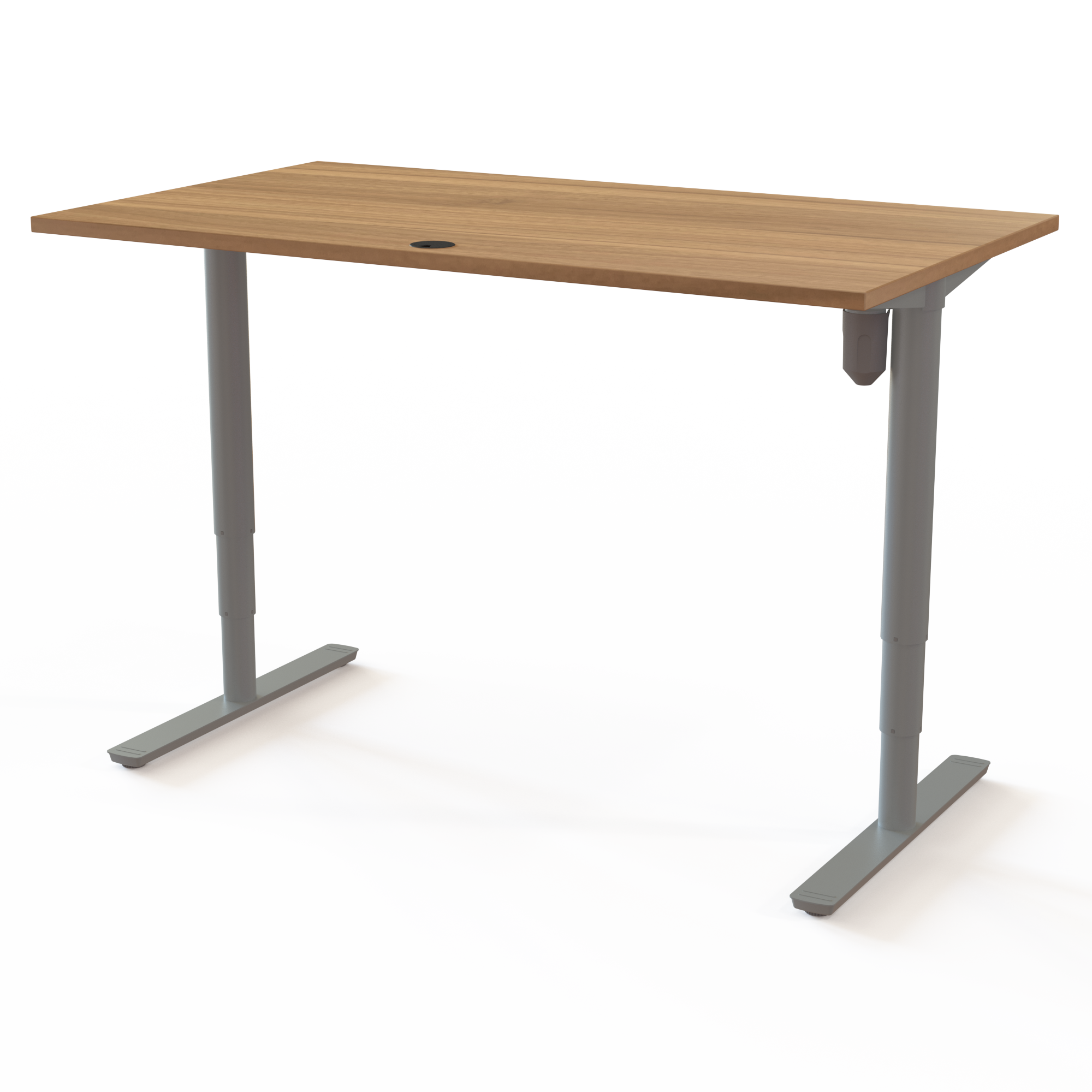 Schreibtisch steh/sitz | 140x80 cm | Nussbaum mit silbernem Gestell