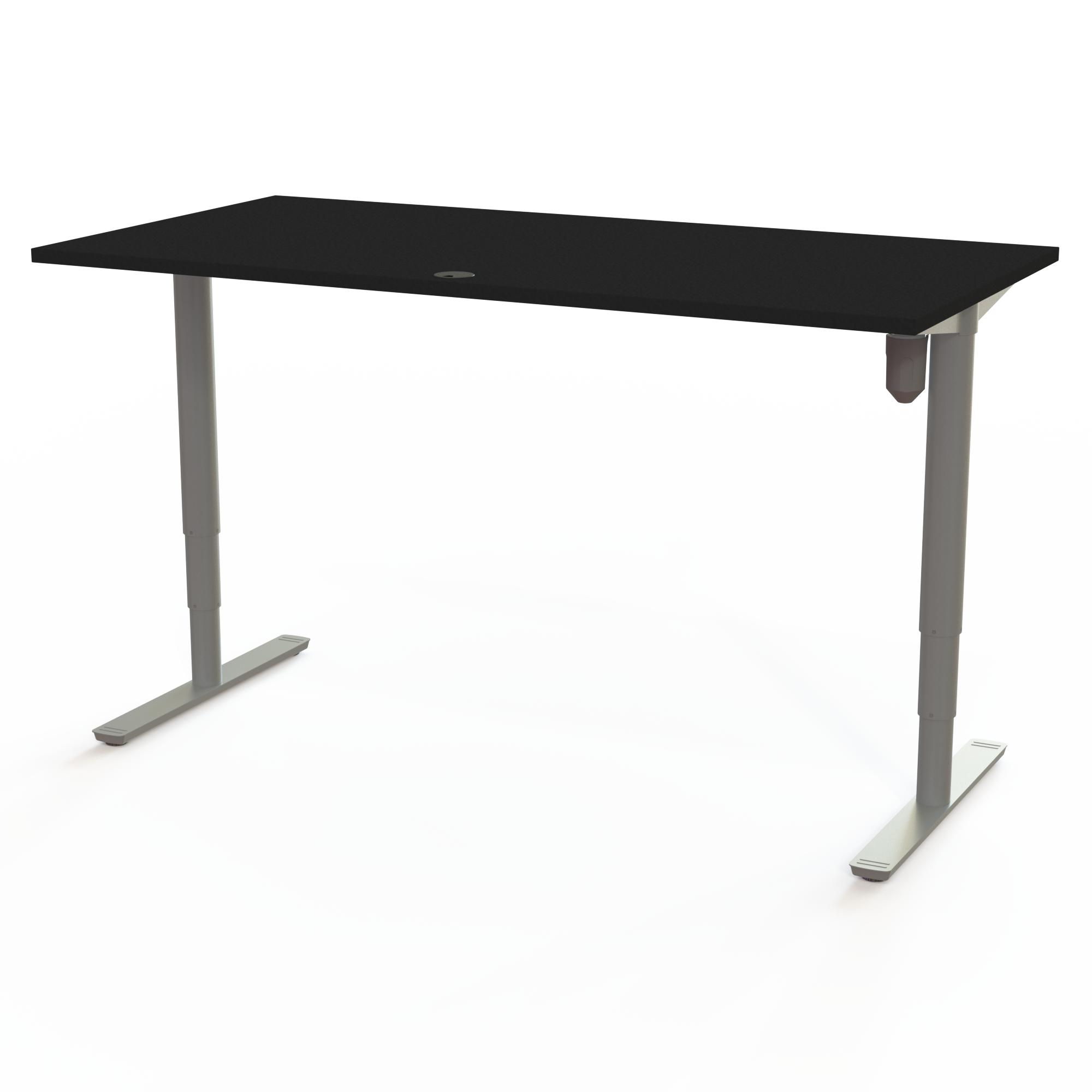 Schreibtisch steh/sitz | 160x80 cm | Schwarz mit silbernem Gestell