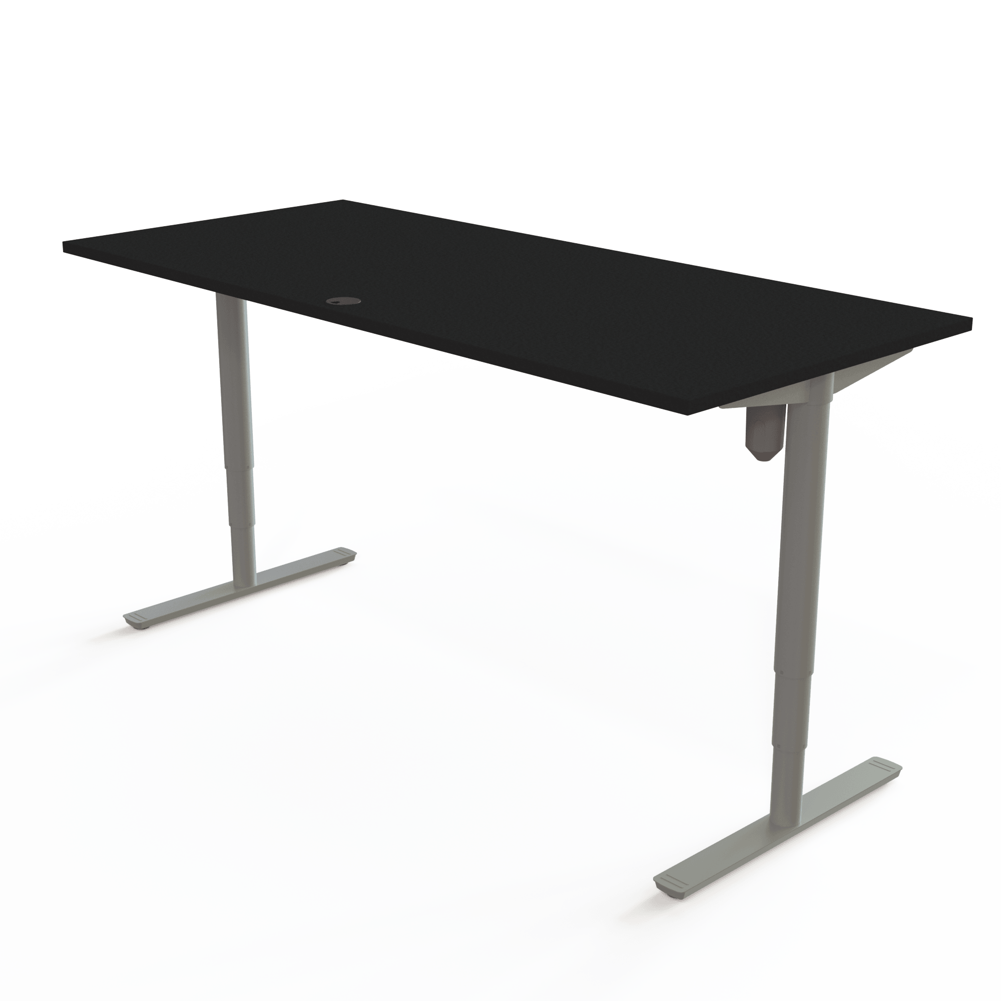 Schreibtisch steh/sitz | 180x80 cm | Schwarz mit silbernem Gestell