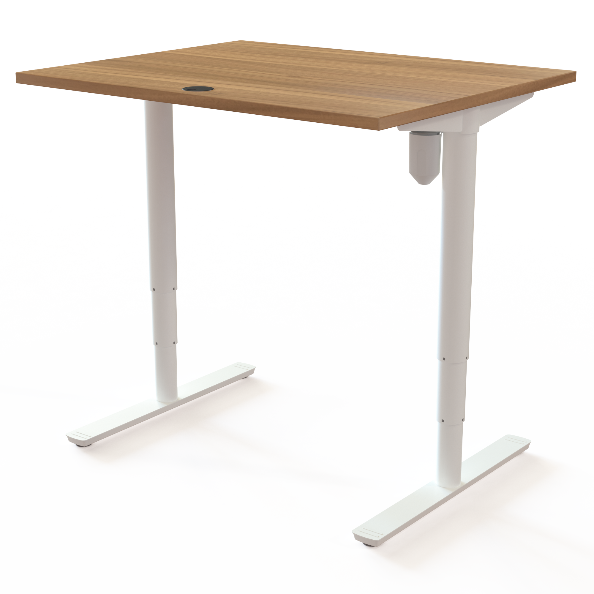 Schreibtisch steh/sitz | 100x80 cm | Nussbaum mit weißem Gestell