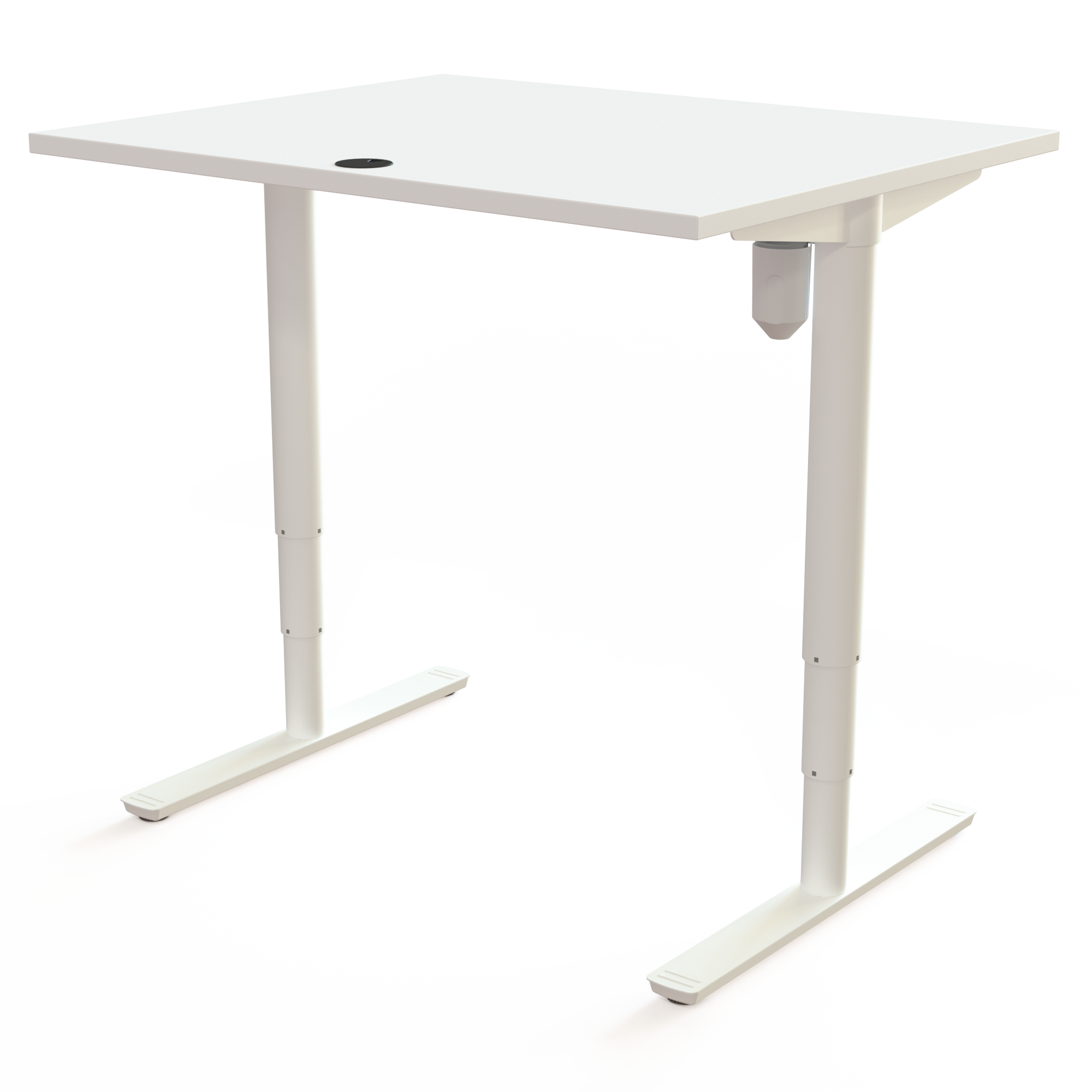 Schreibtisch steh/sitz | 100x80 cm | Weiß mit weißem Gestell