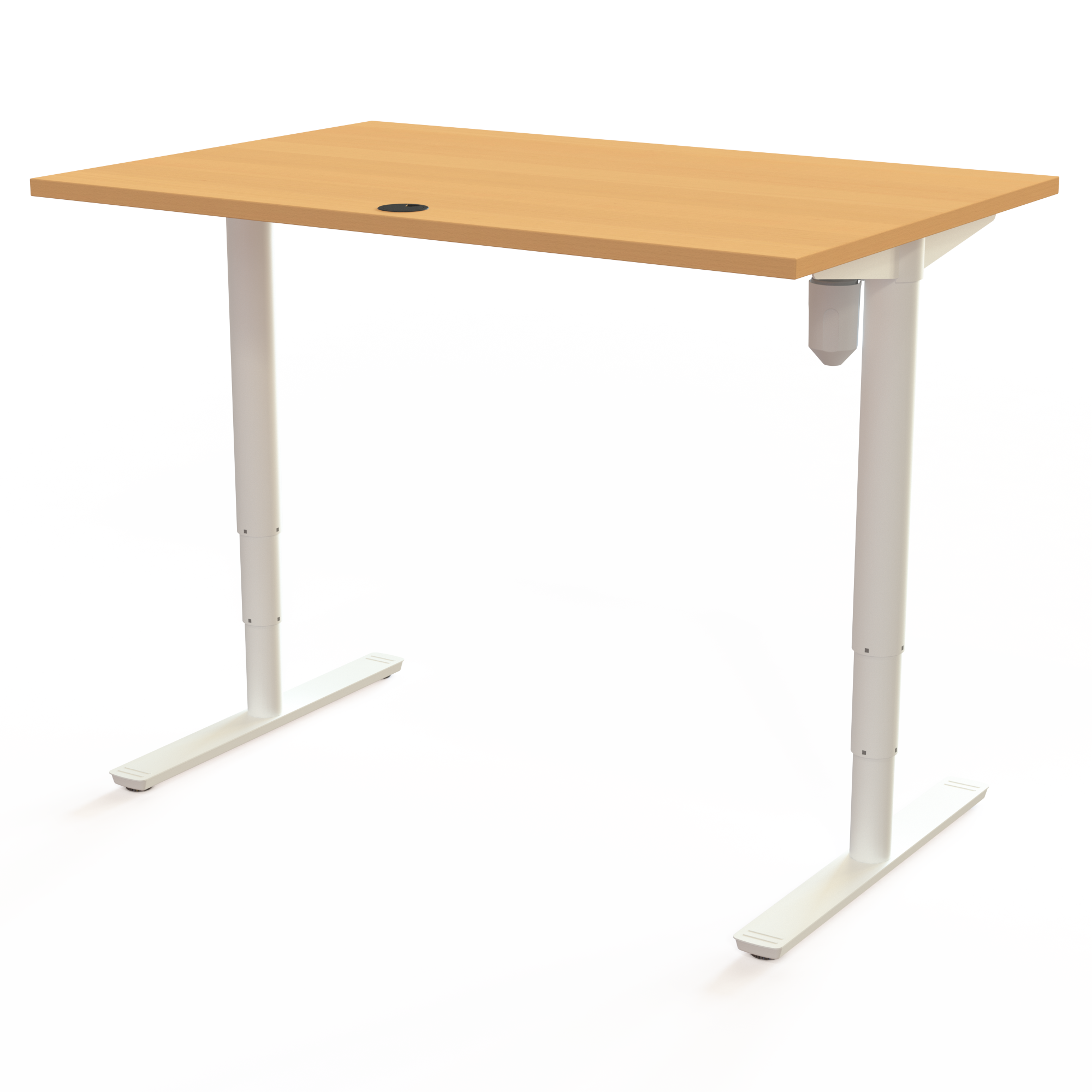 Schreibtisch steh/sitz | 120x80 cm | Buche mit weißem Gestell