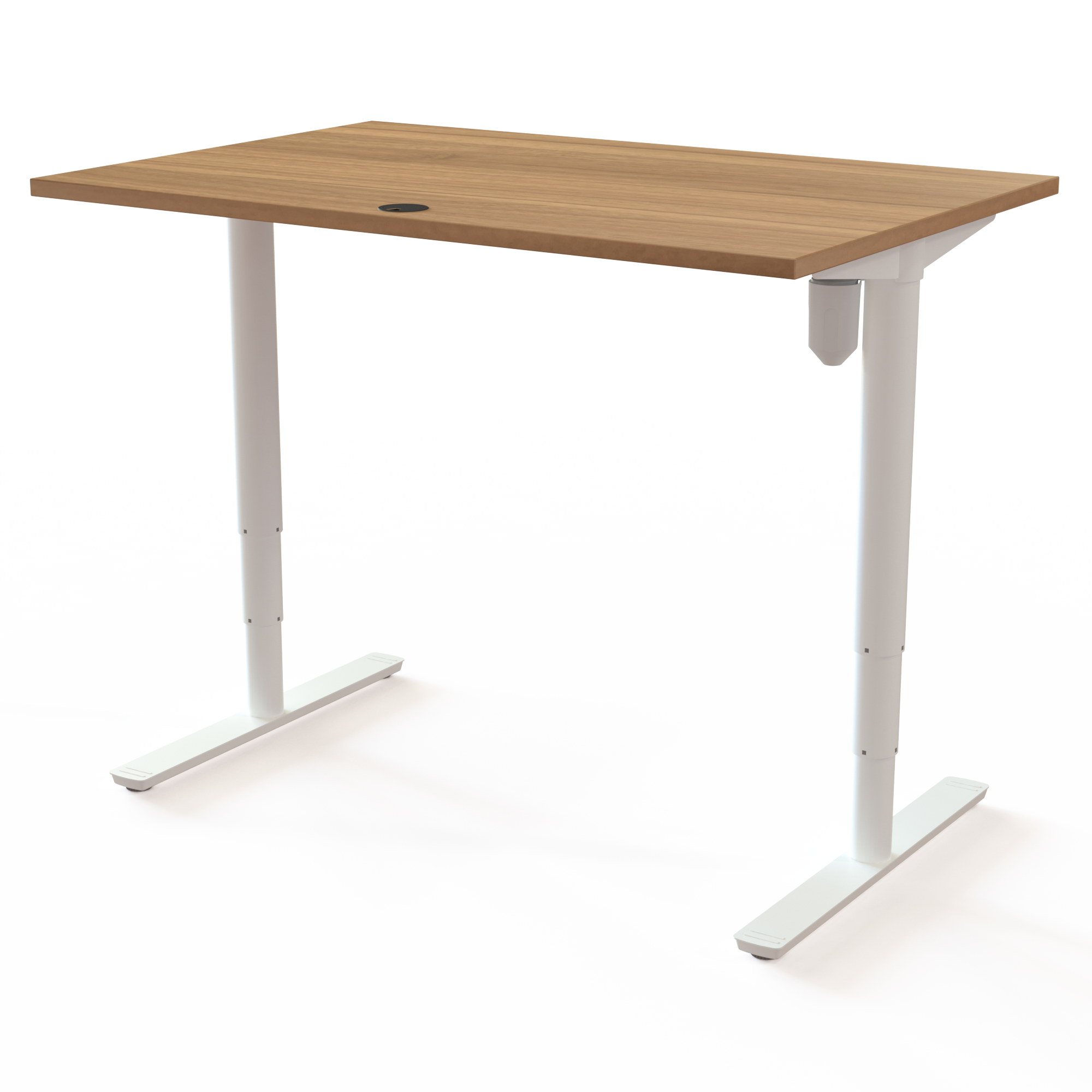 Schreibtisch steh/sitz | 120x80 cm | Nussbaum mit weißem Gestell