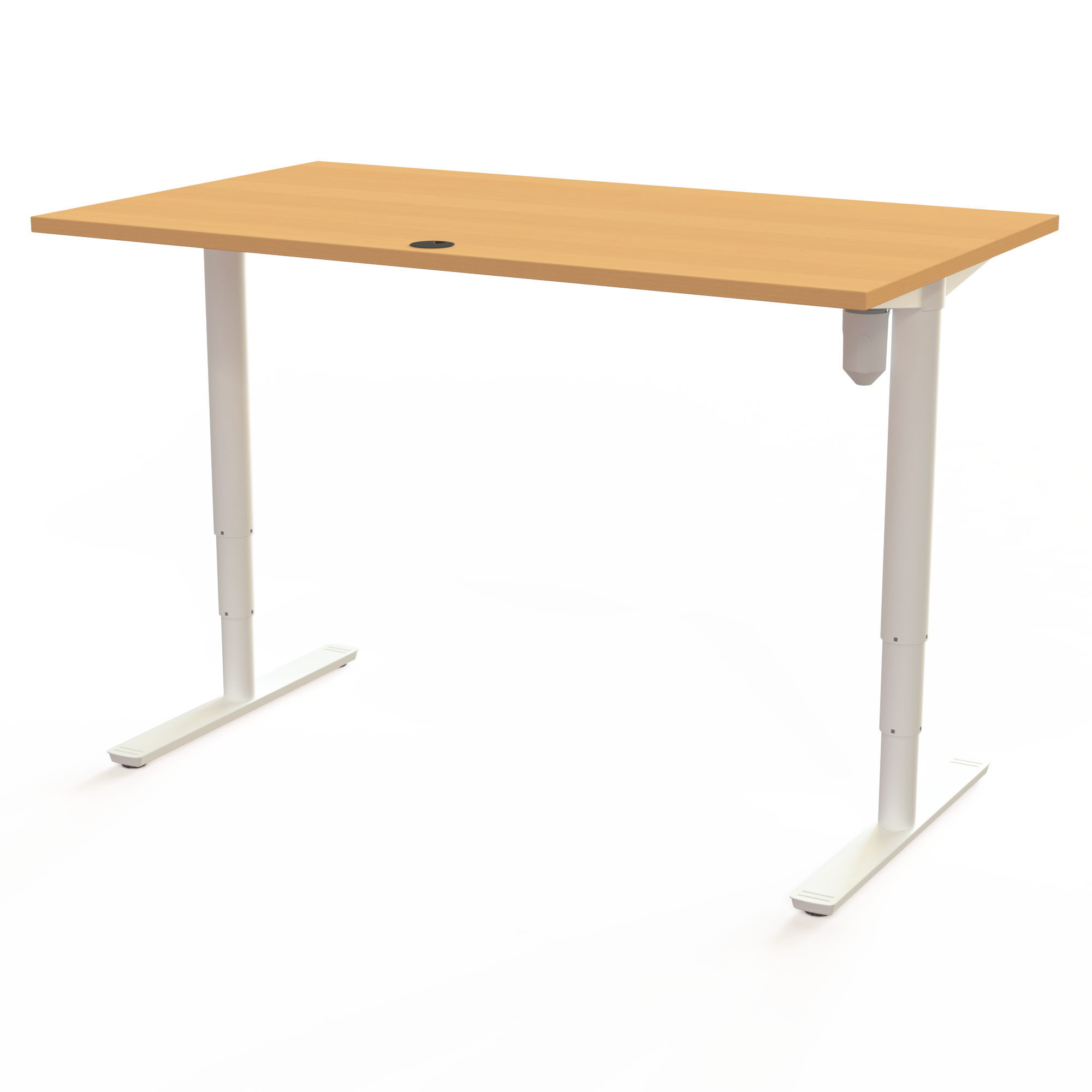 Schreibtisch steh/sitz | 140x80 cm | Buche mit weißem Gestell