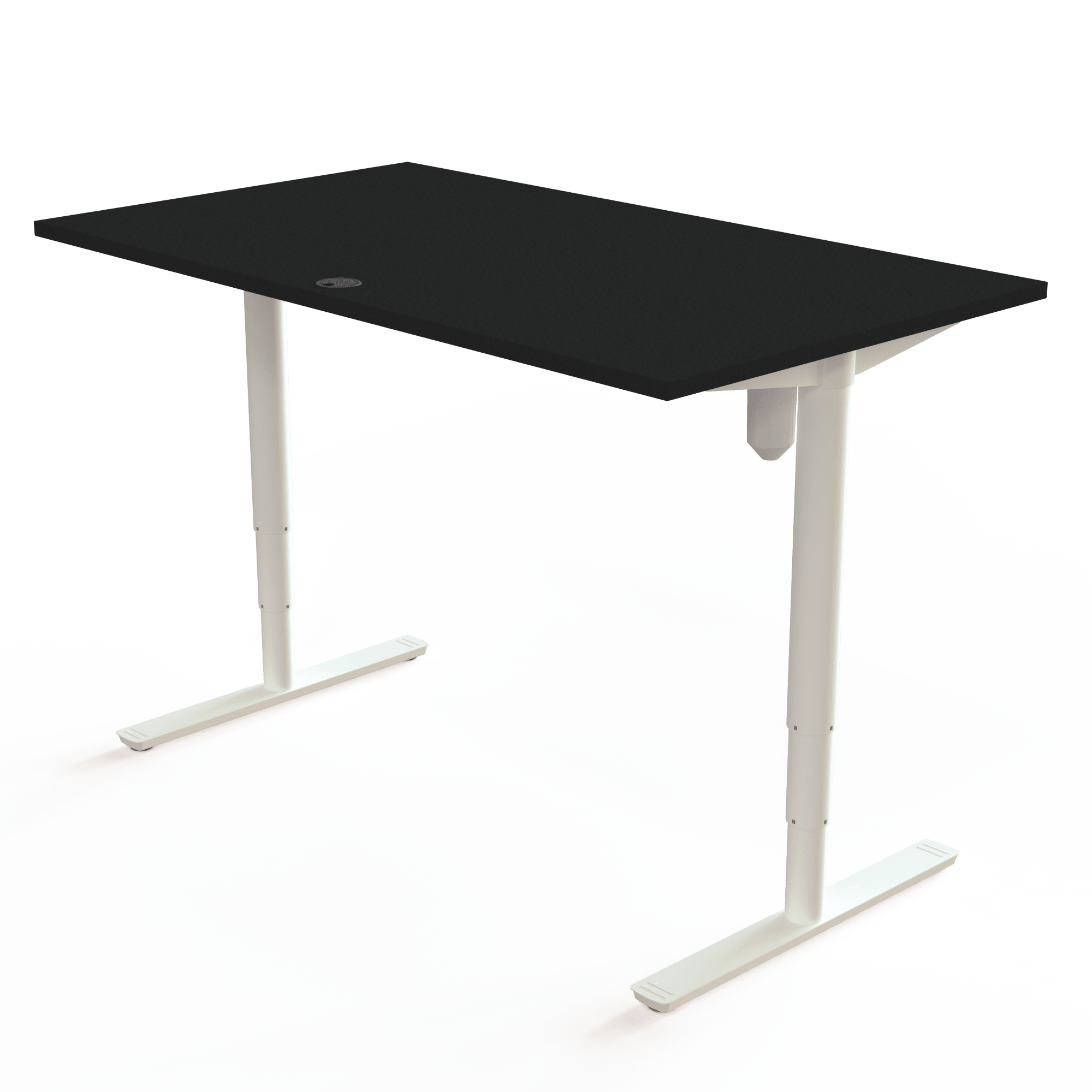 Schreibtisch steh/sitz | 140x80 cm | Schwarz mit weißem Gestell