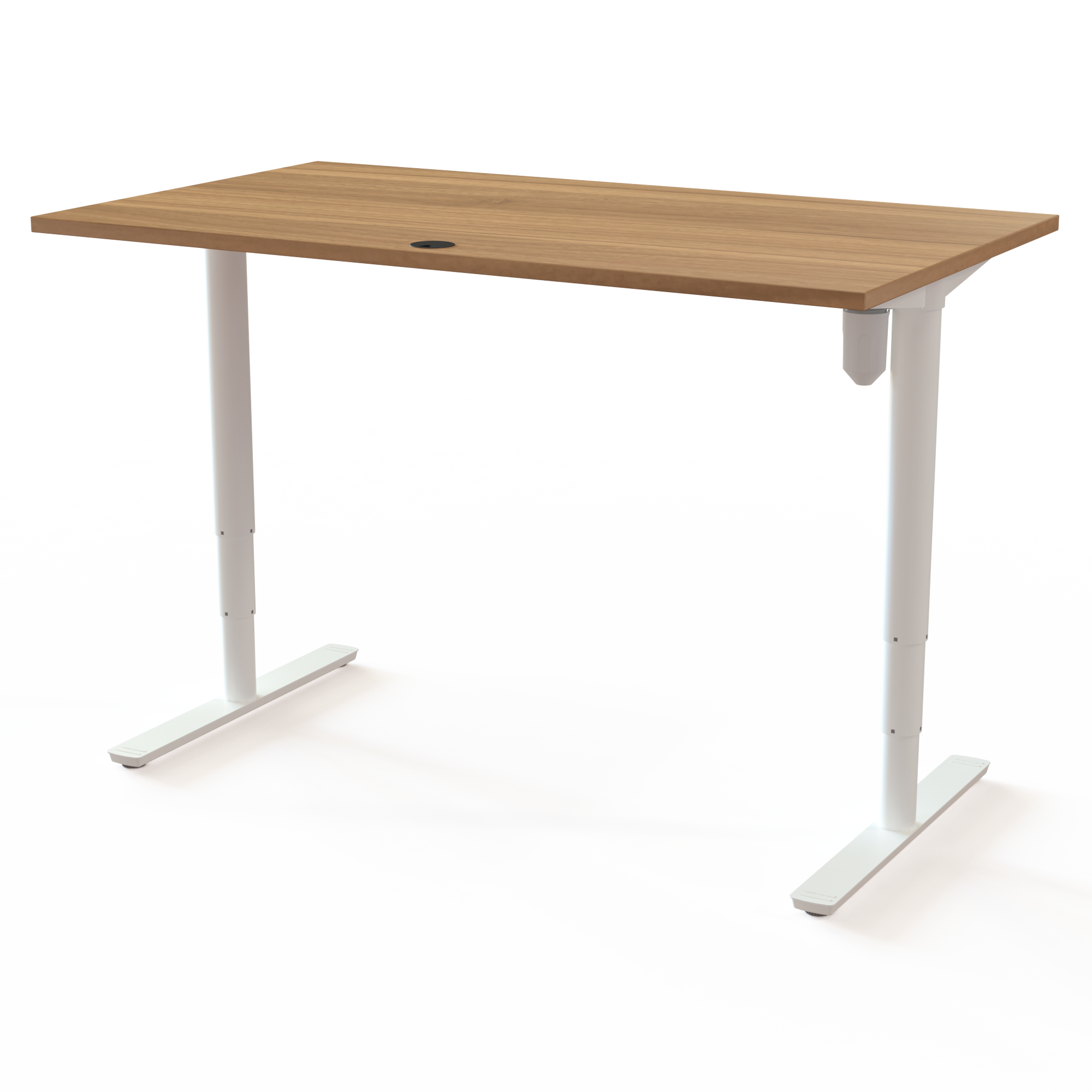 Schreibtisch steh/sitz | 140x80 cm | Nussbaum mit weißem Gestell