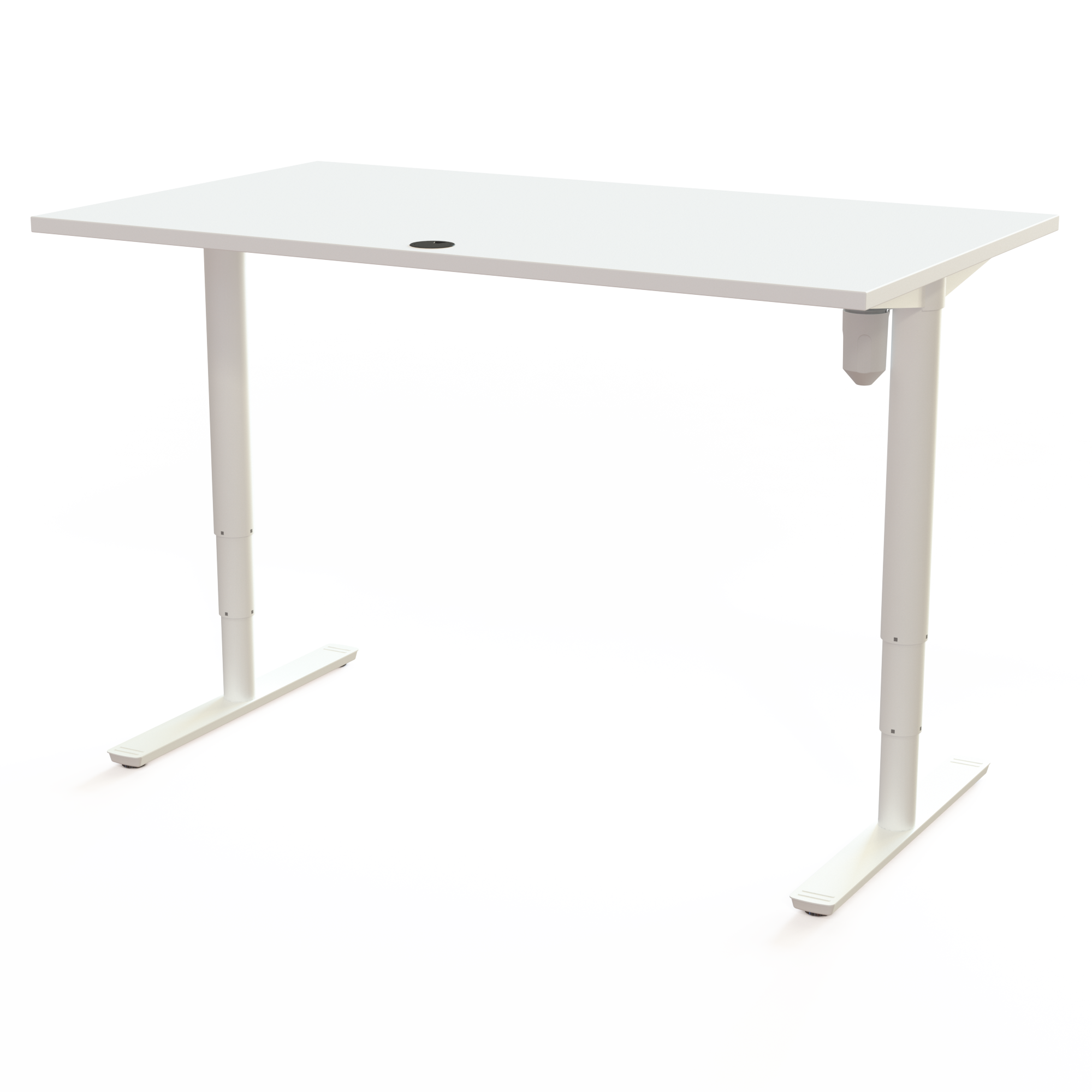 Schreibtisch steh/sitz | 140x80 cm | Weiß mit weißem Gestell