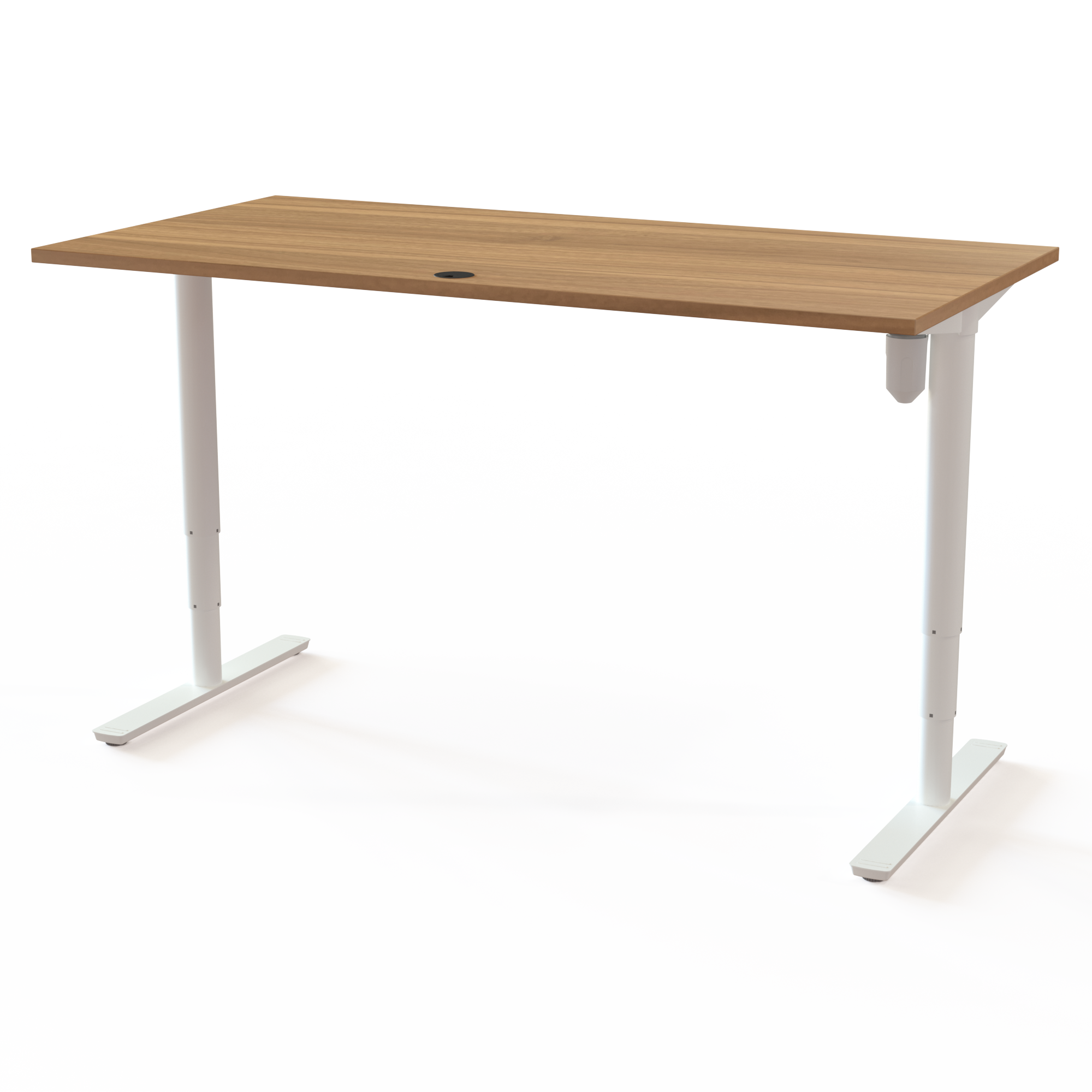 Schreibtisch steh/sitz | 160x80 cm | Nussbaum mit weißem Gestell