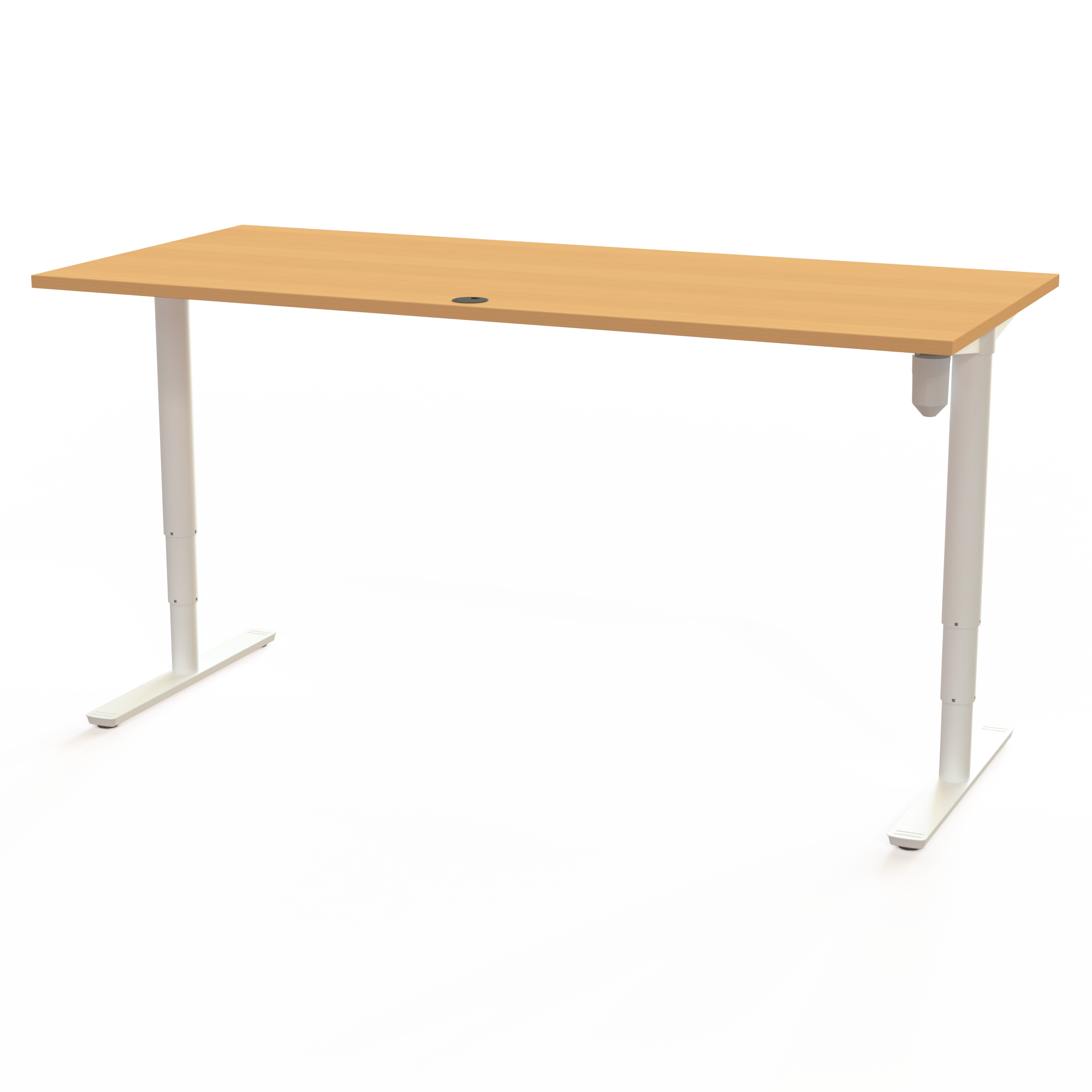 Schreibtisch steh/sitz | 180x80 cm | Buche mit weißem Gestell