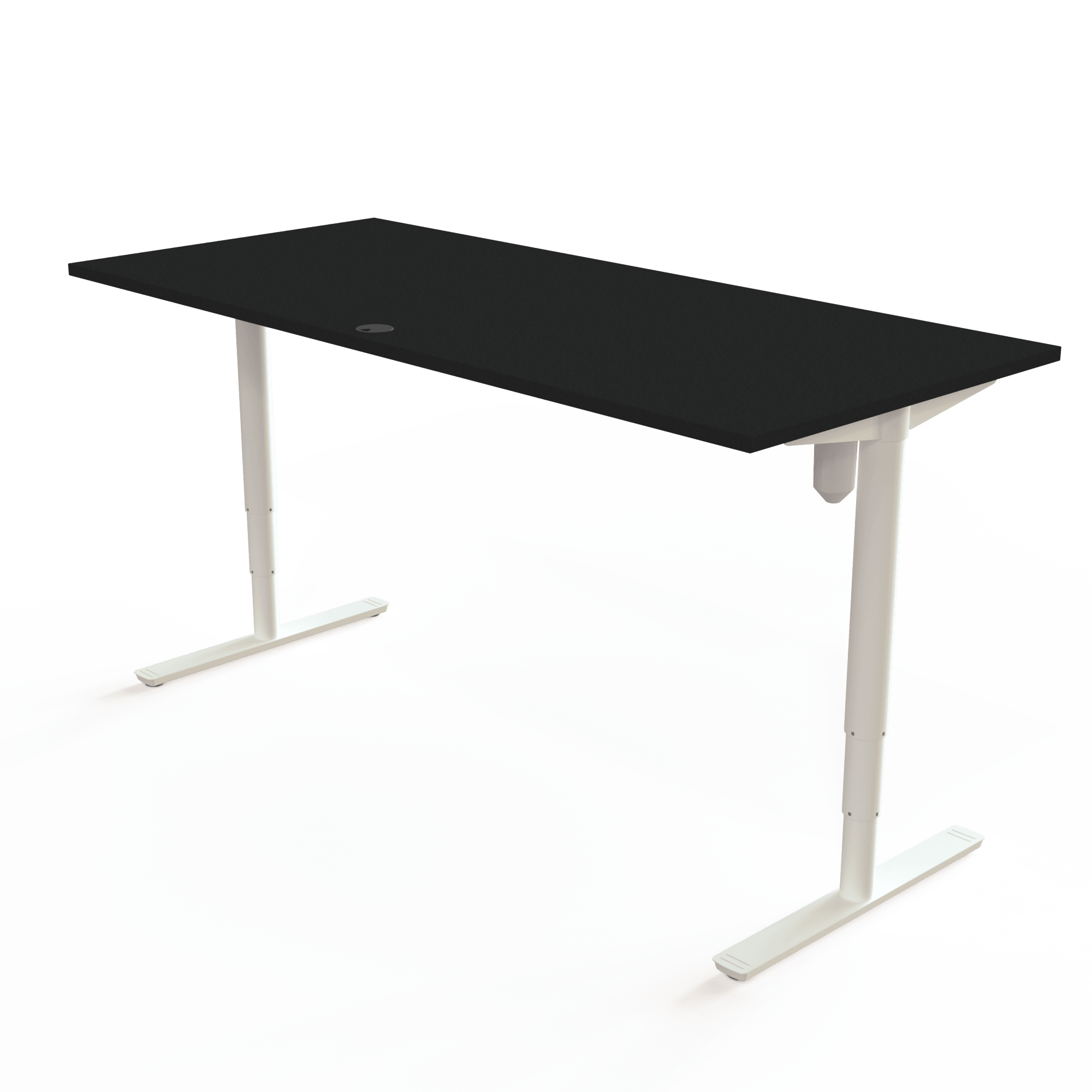 Schreibtisch steh/sitz | 180x80 cm | Schwarz mit weißem Gestell