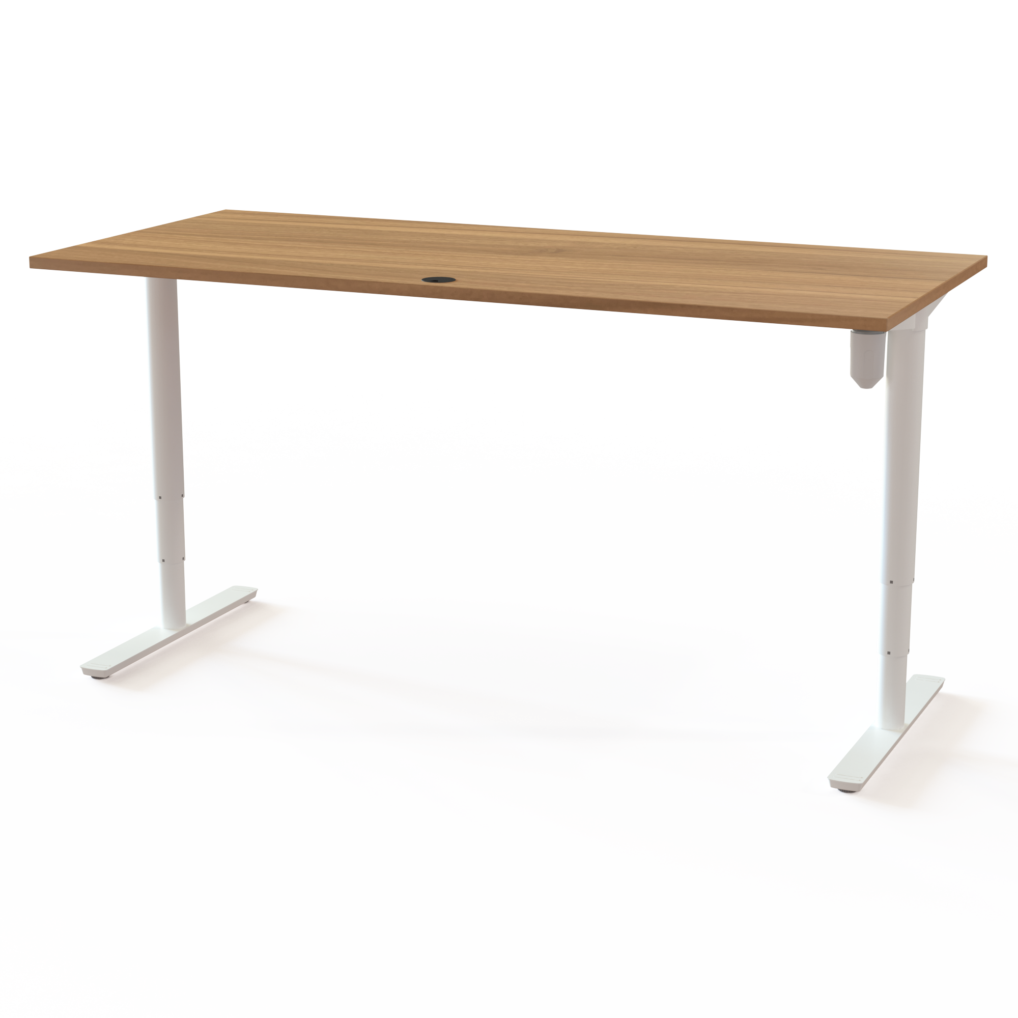 Schreibtisch steh/sitz | 180x80 cm | Nussbaum mit weißem Gestell