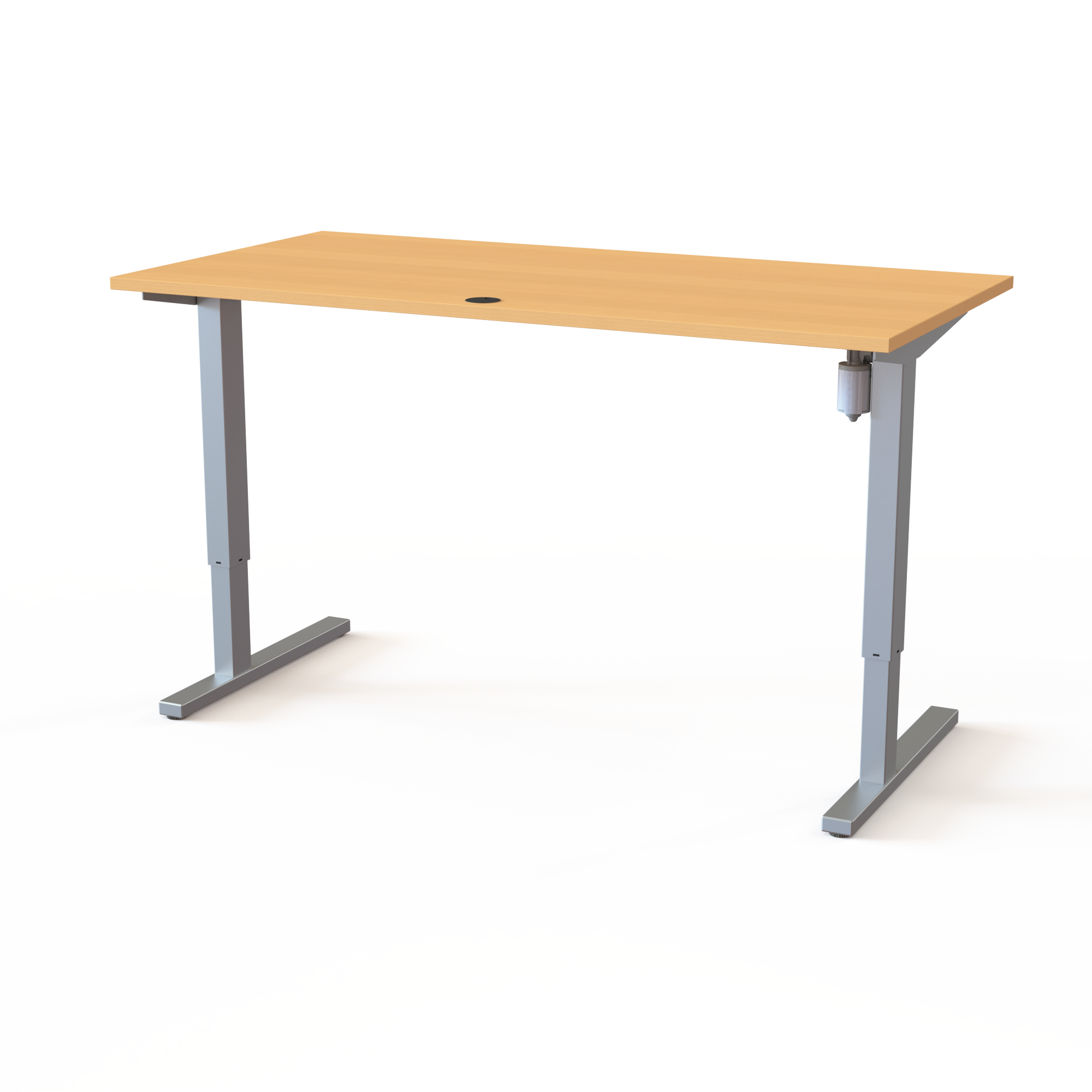 Schreibtisch steh/sitz | 160x80 cm | Buche mit grauem Gestell