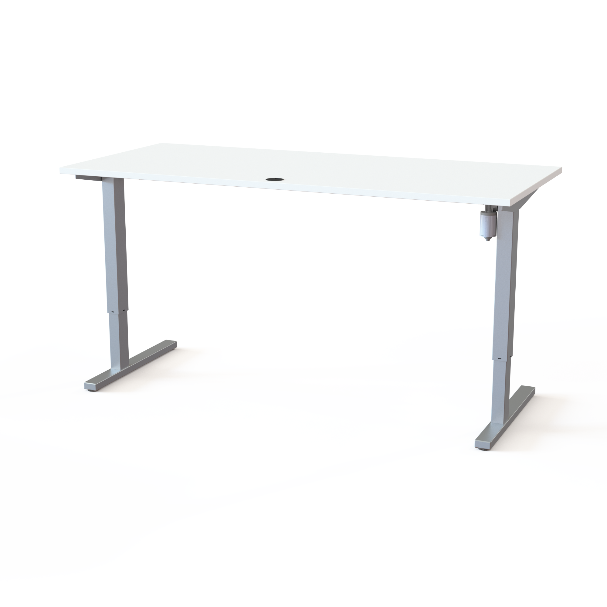 Schreibtisch steh/sitz | 180x80 cm | Weiß mit grauem Gestell