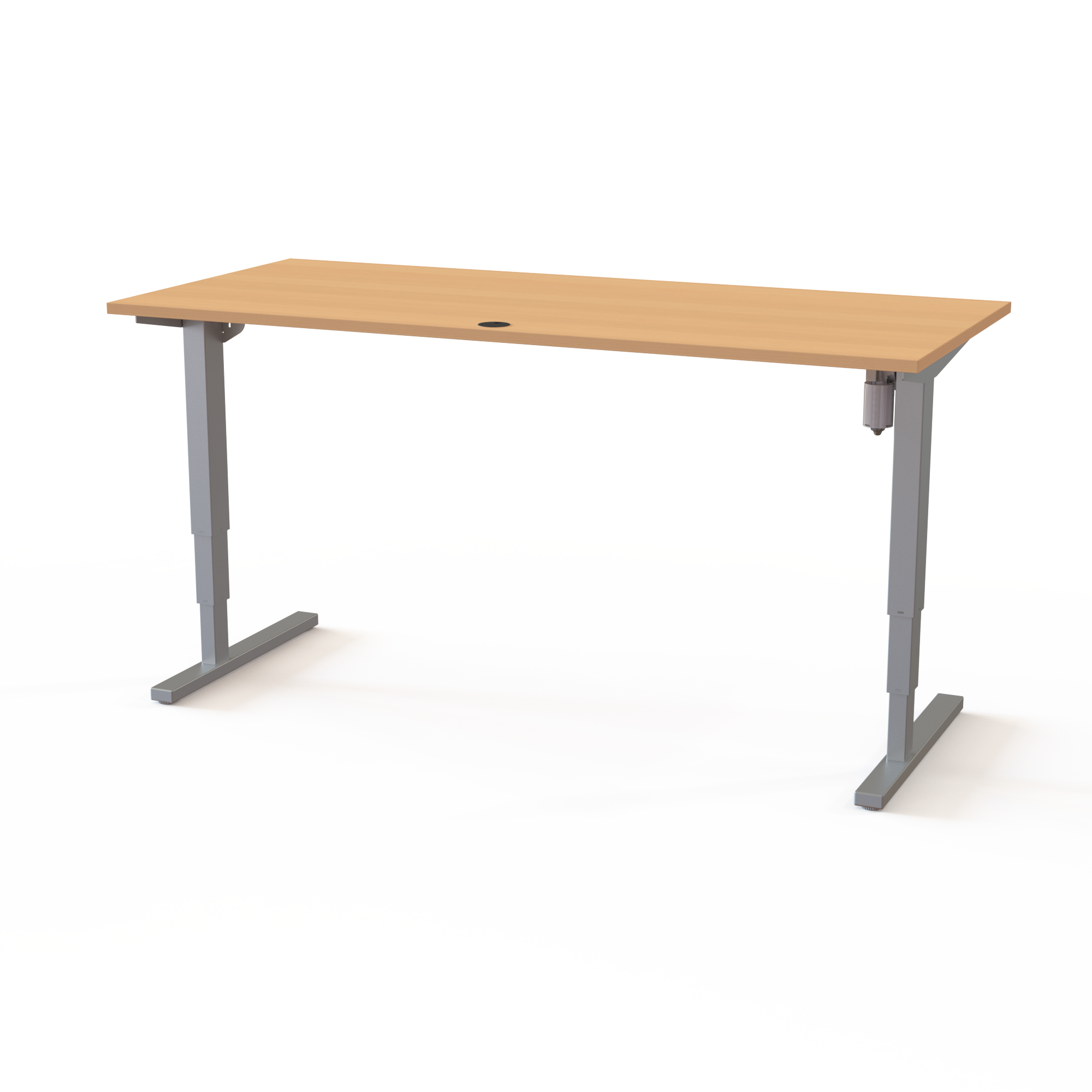 Schreibtisch steh/sitz | 180x80 cm | Buche mit grauem Gestell